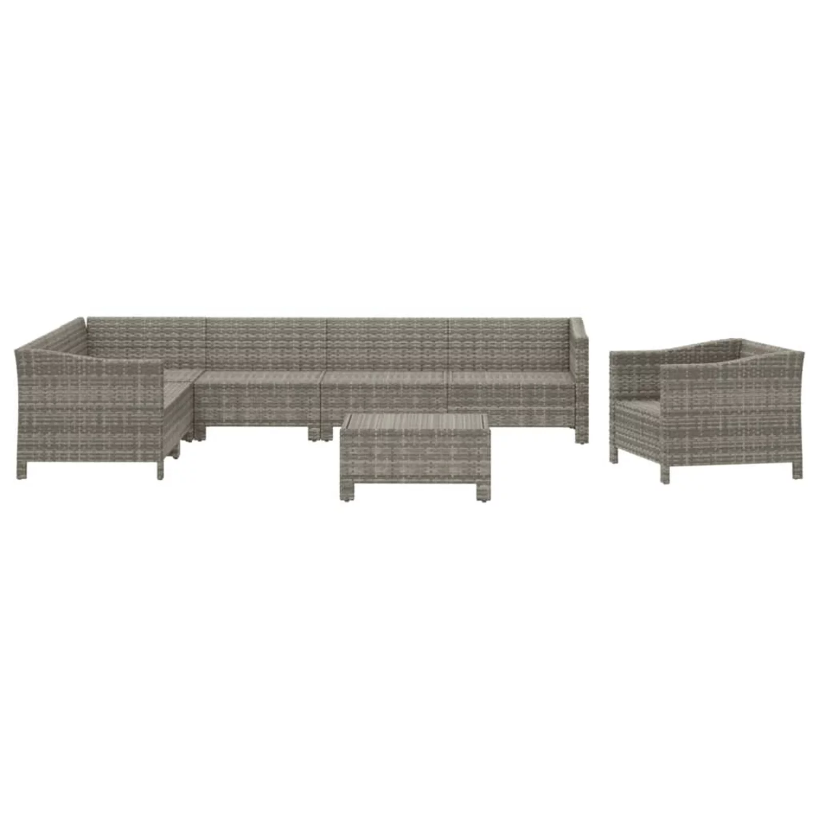 Walmeck 8 Piece Patio Set with Cushions Gray Poly Rattan