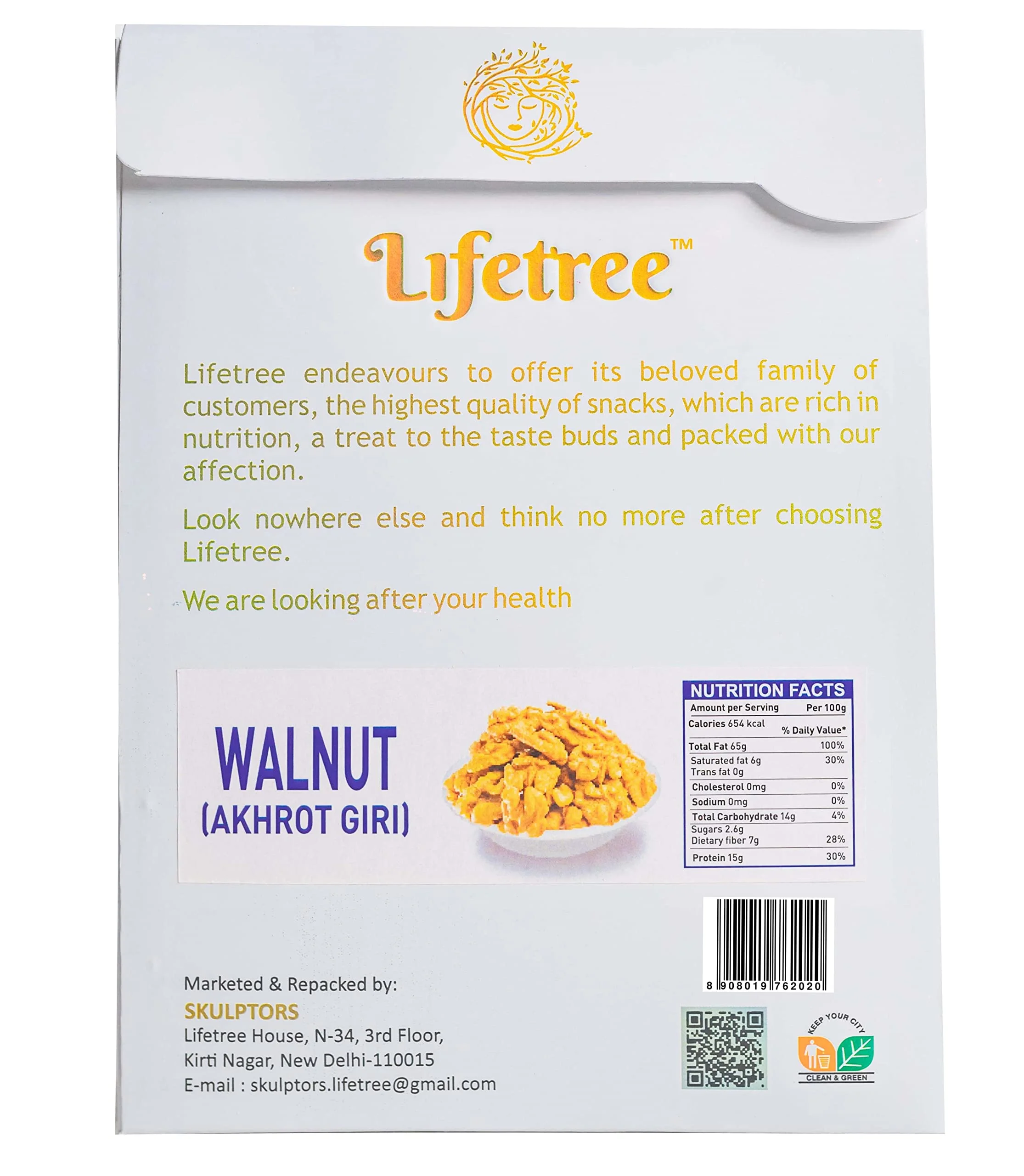 Lifetree Premium Walnuts (Akhrot Giri) | 200 Gram | 100% Pure & Raw Walnut Kernel | Without Shell | Lifetree Super-Nuts