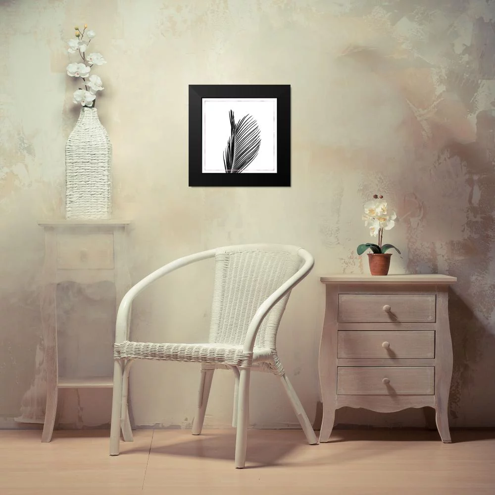 Atelier B Art Studio 12x12 Black Modern Framed Museum Art Print Titled - ARECA PALM WITH ROSE LINE
