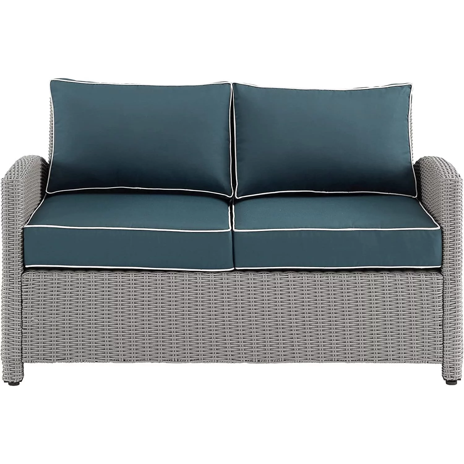 HomeStock Rustic Refinement Outdoor Wicker Loveseat Navy/Gray
