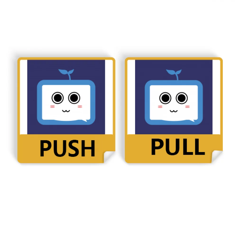 Saplings Cute Small TV Face Original Push Pull Door Sign Vinyl Stickers Shop