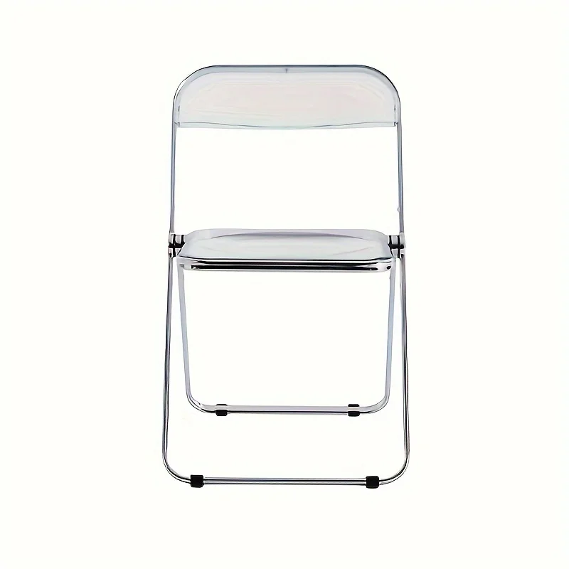 Classic Style Transparent White Acrylic Folding Chair, Space-Saving, Portable Seating For Home & Office Use
