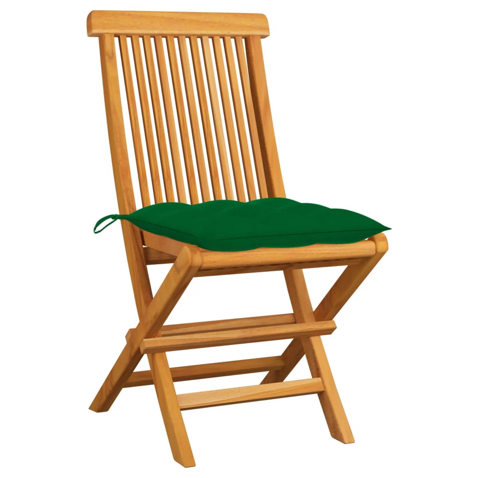 Suzicca Patio Chairs with Green Cushions 2 pcs Solid Teak Wood