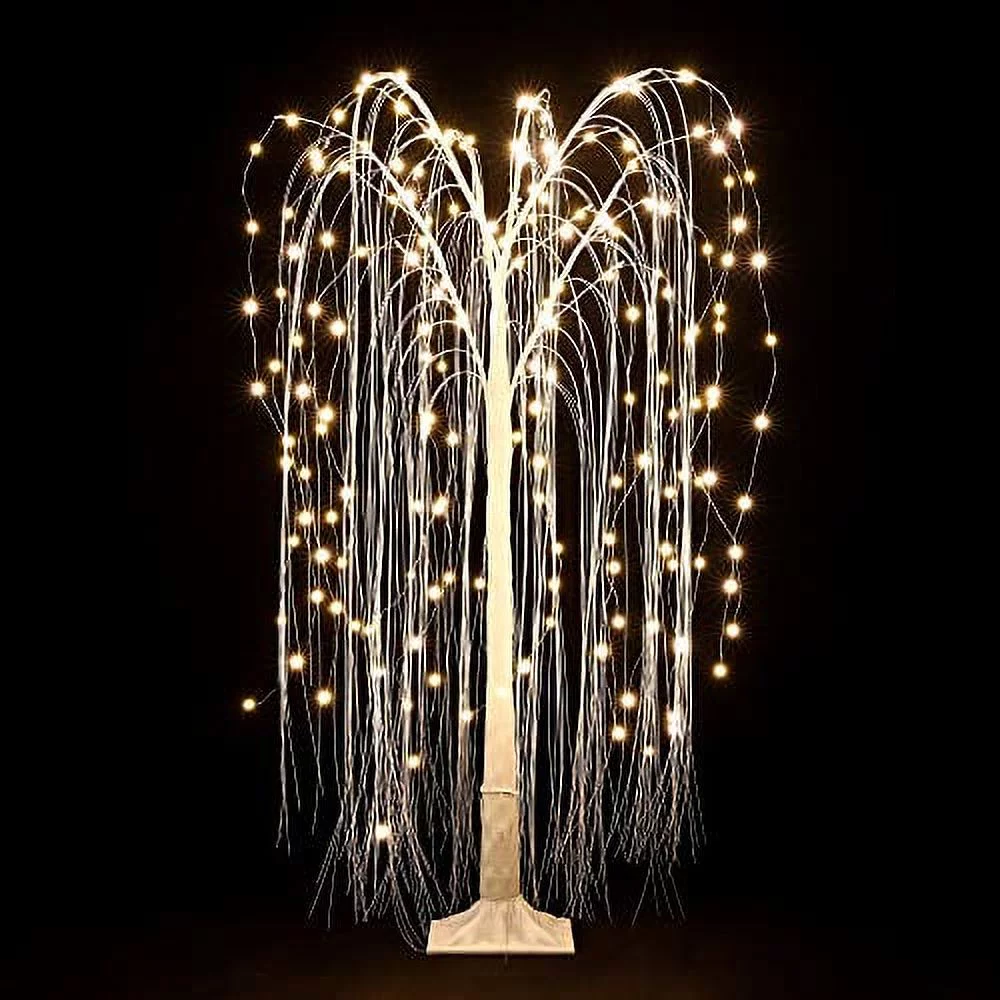 4FT Lighted Willow Tree, Lighted Tree Christmas Decorations, Prelit LED Weeping Willow Tree Christmas Decorations Indoor Home Decor, Artificial Tree Outdoor Patio Festival Christmas Decor