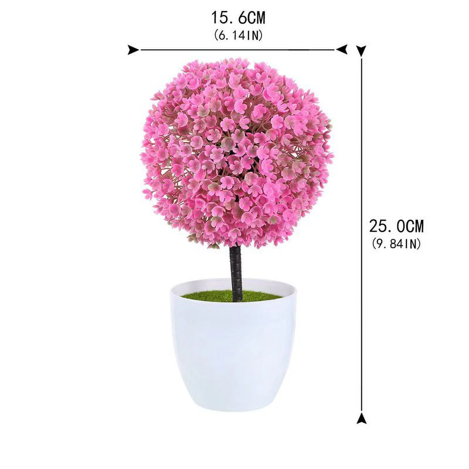 KABOER New Style Popular Artificial Outdoor Ball Plant Tree Pot Multi Colour Sakura Snowball(Pink ,2 PCS)