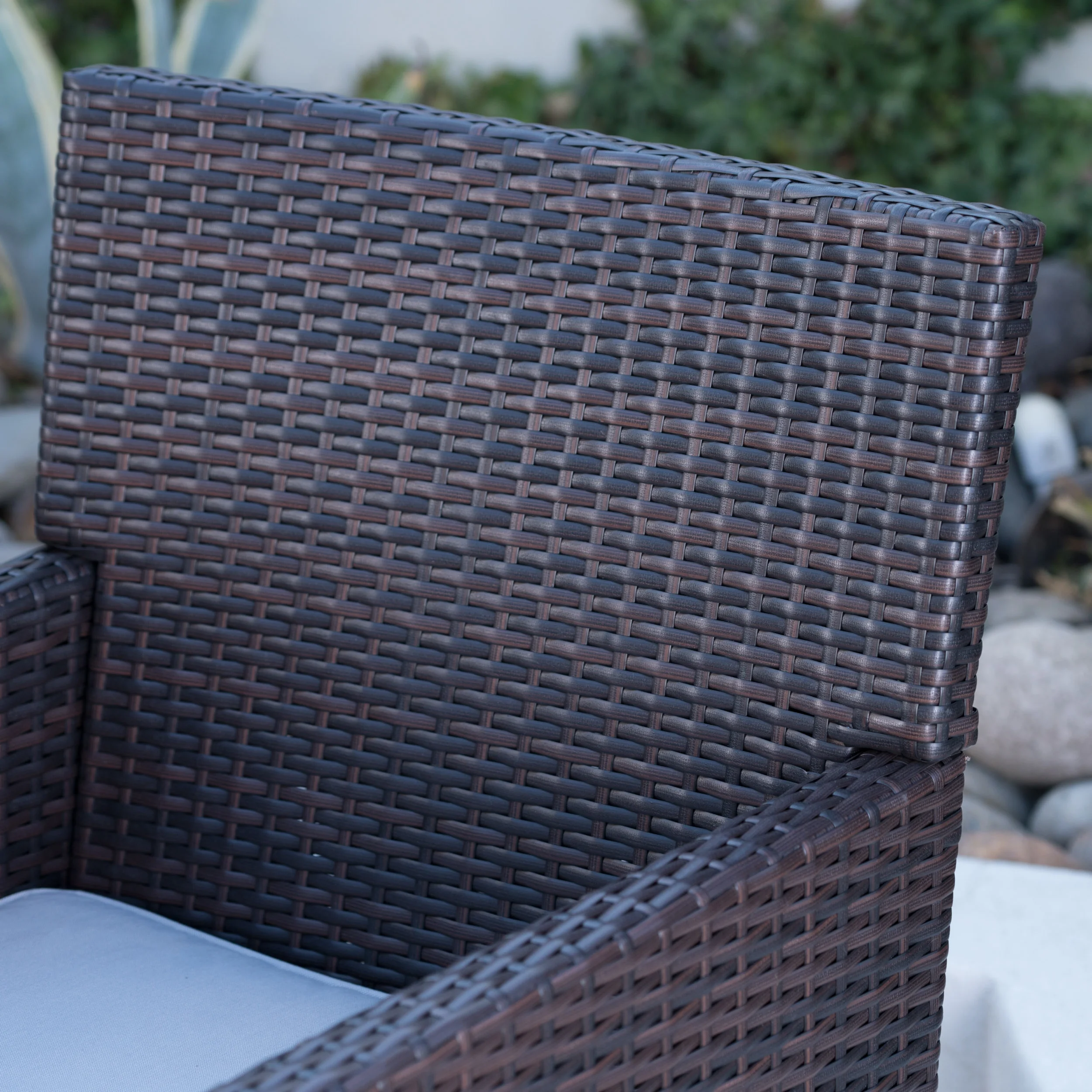 Emanuel Outdoor 3 Piece Wicker Round Dining Set with Cushions, Multibrown, Light Brown