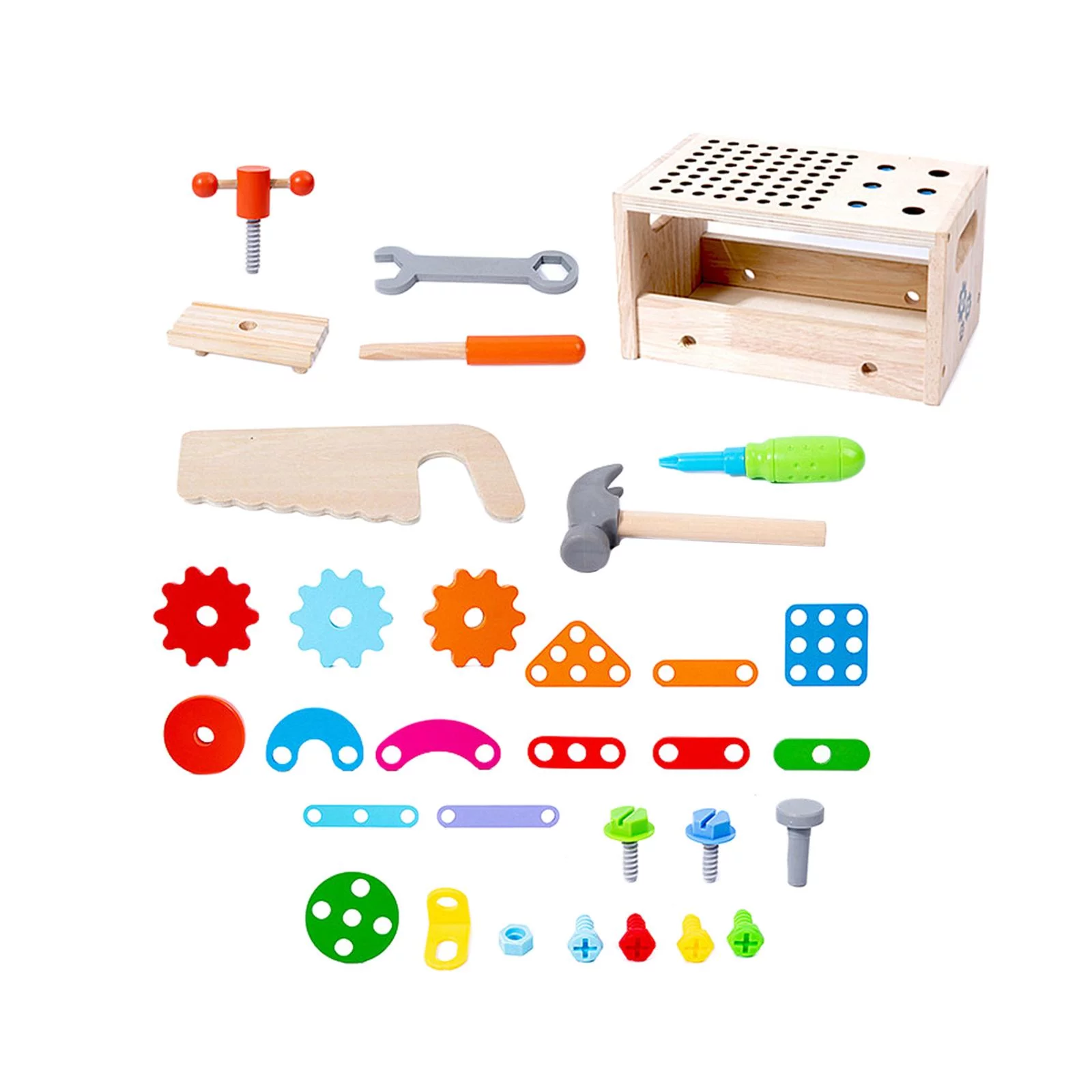 Kokiya Wooden Kids Tool Set Montessori Disassembly Set Role Play Toys Set