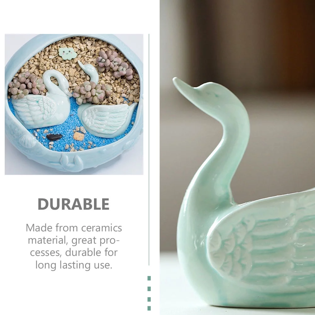 Gongxipen 2Pcs Ceramic Flowerpot Cartoon Swan Design Plant Pot Succulent Plant Holder