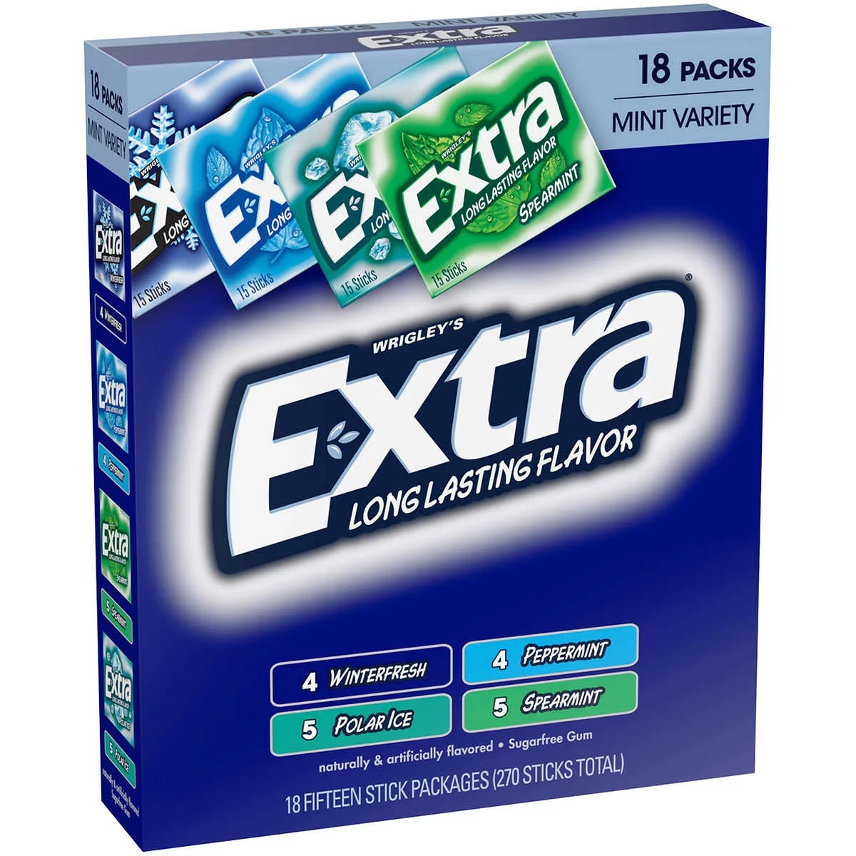 Extra Mint Sugar Free Chewing Gum, Variety Pack, 15 Sticks (18 Packs)