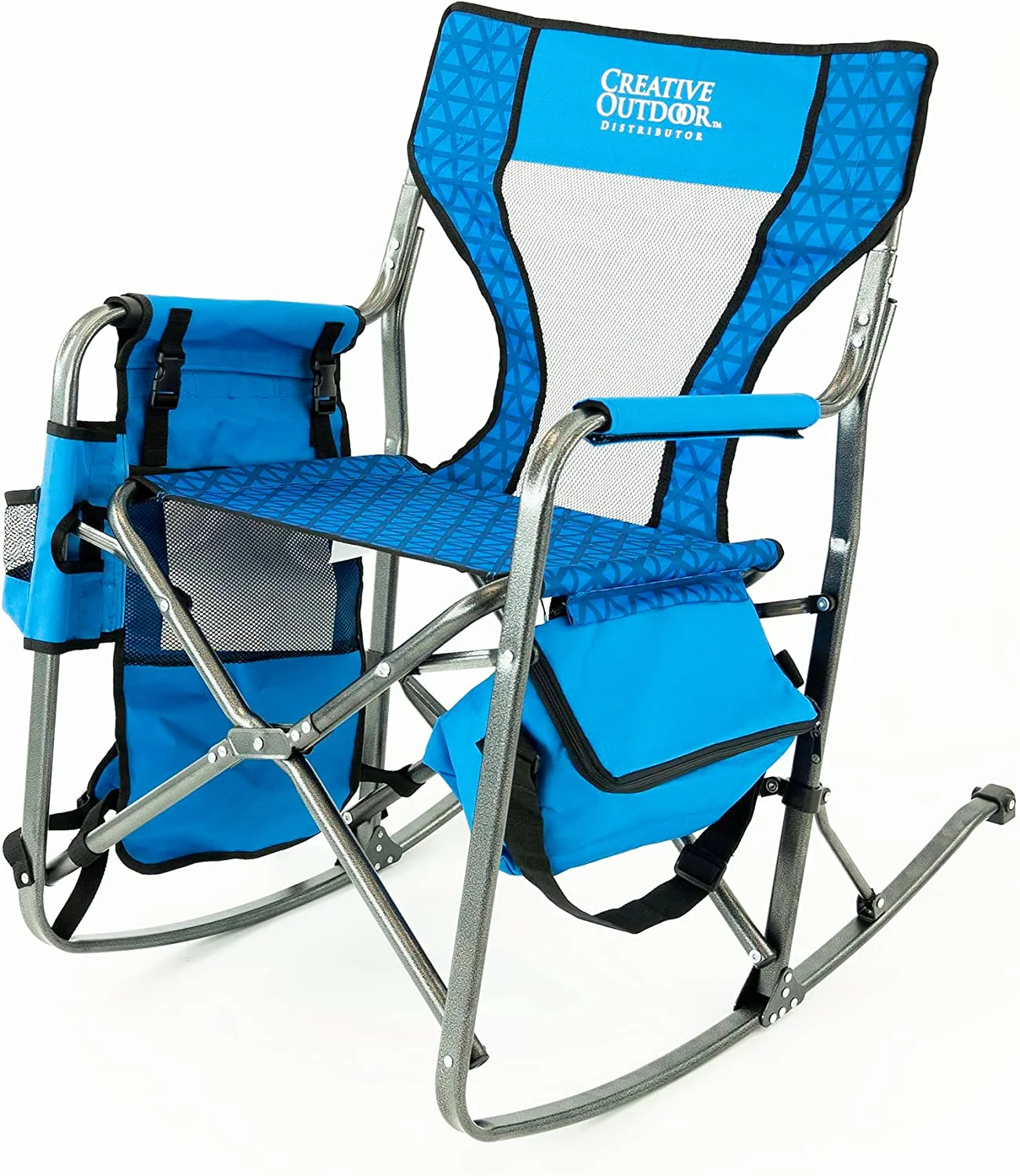 Creative Outdoor Collapsible Folding Rocking Director Chair | Folding Chair for Camping Picnic Beach Patio (Ocean Diamond)