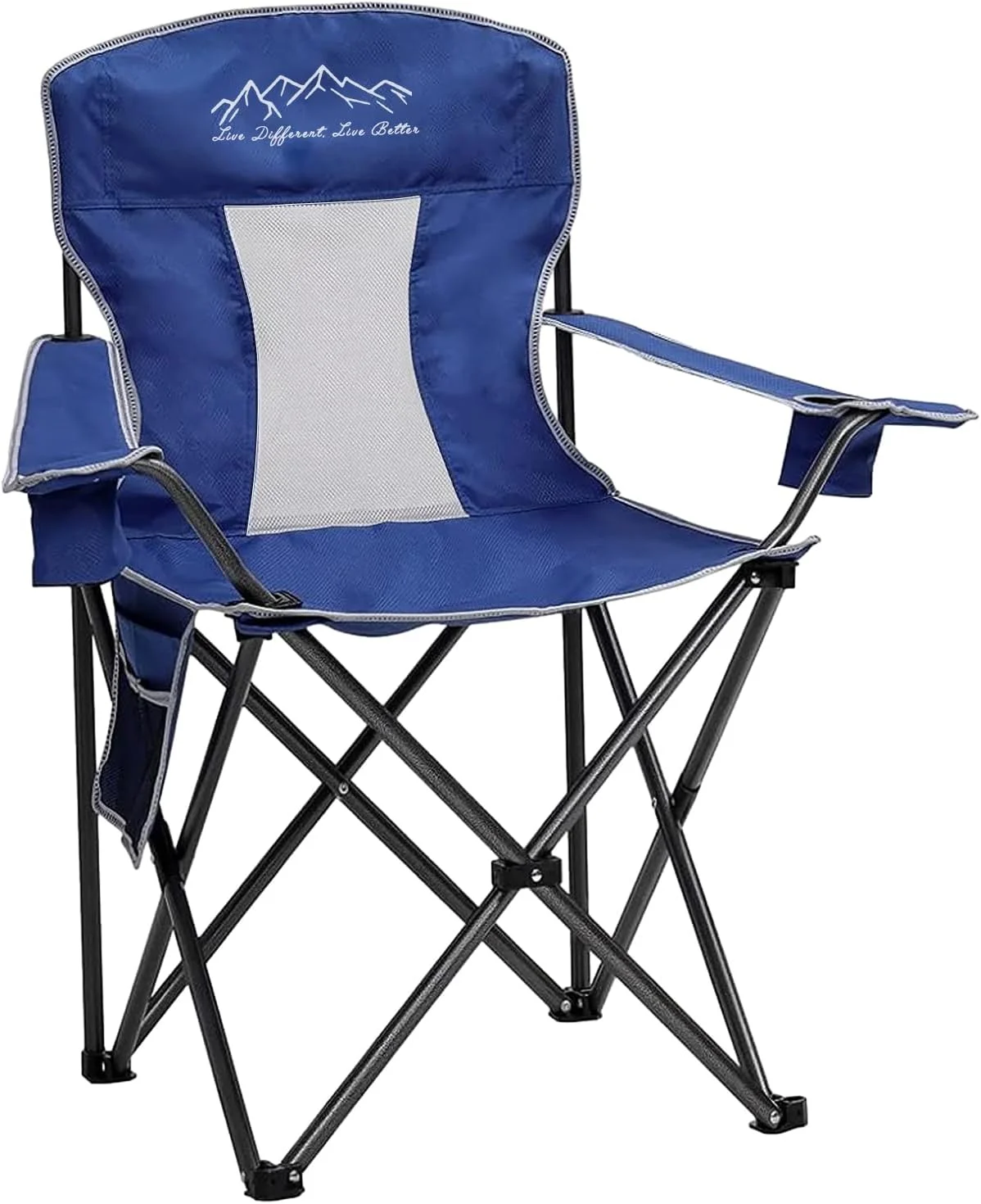 SAILARY Oversized Portable Outdoor Chairs  Weight Capacity 325 lbs with Cup Holder  Storage Pocket  Carry Bag Black