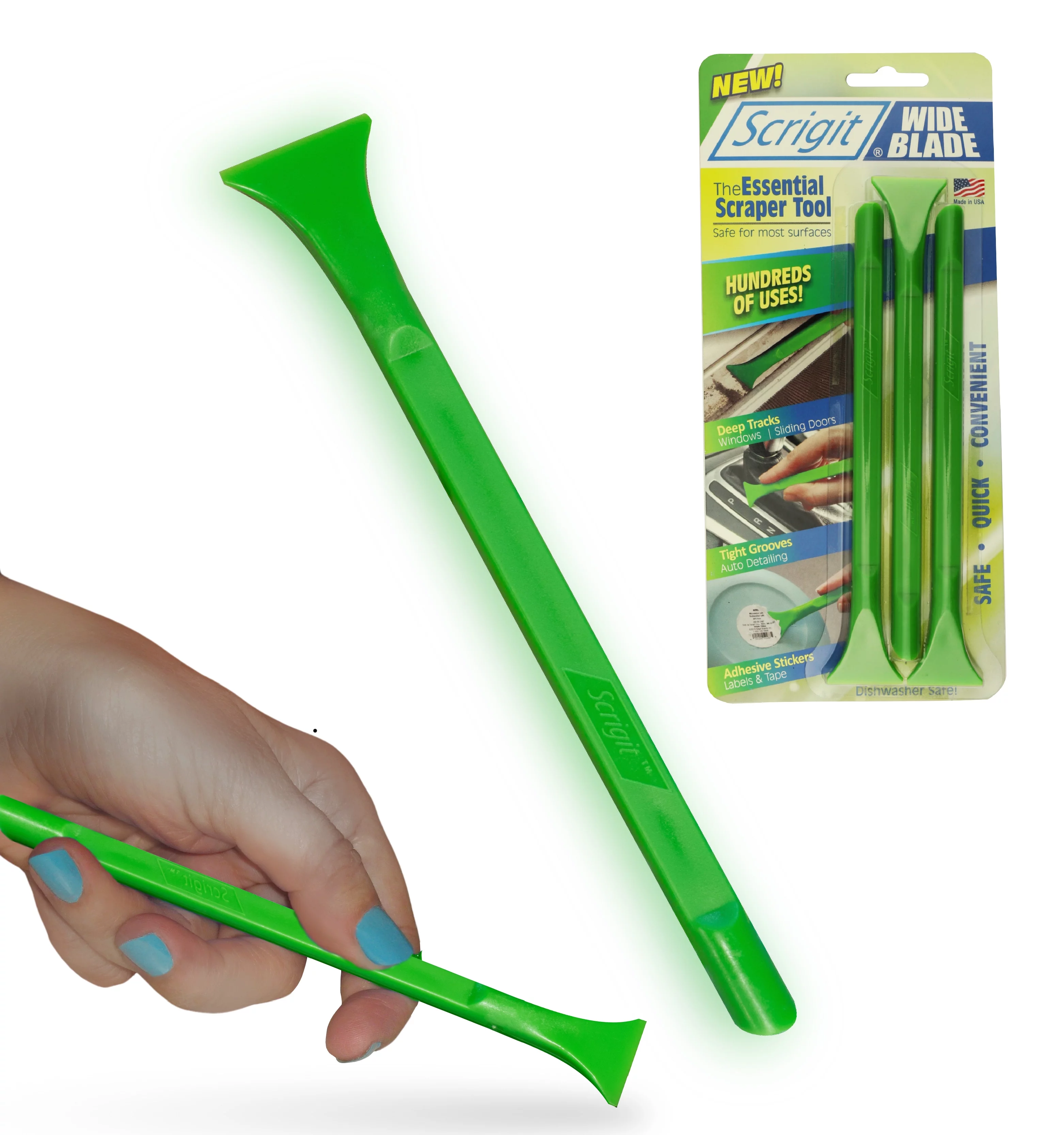 Scrigit Scraper: No-Scratch Plastic Tool, 3 Pack Wider -  Multi-Use Tool for Removing Food, Labels, Stickers, Paint, Grease