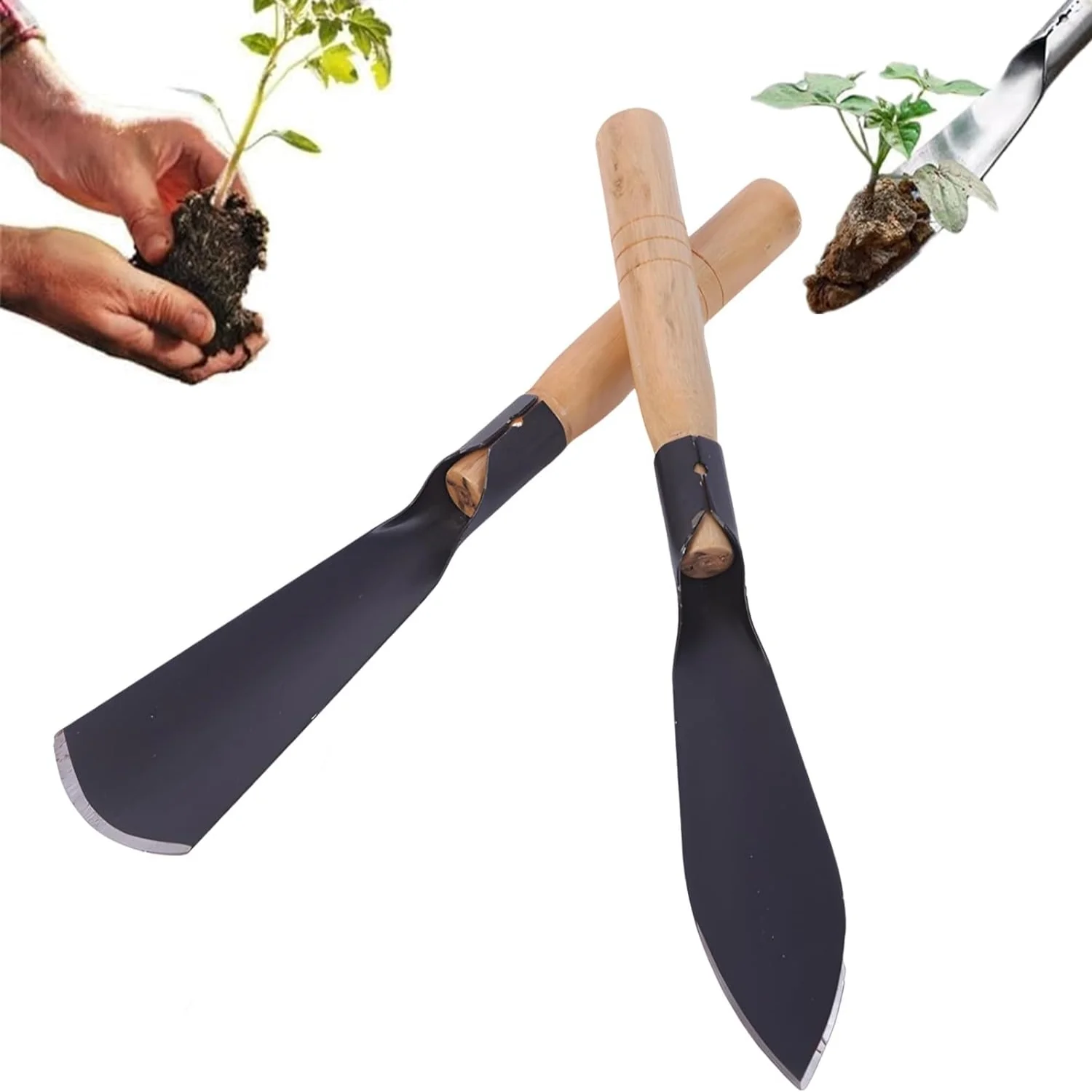 Garden Shovels  Small New Gardening Hand Tools Shovels for Digging  High-Quality Manganese Steel Garden Trowel with Wooden Handle  Outdoor Cleansing Shovel for Garden (2pcs)