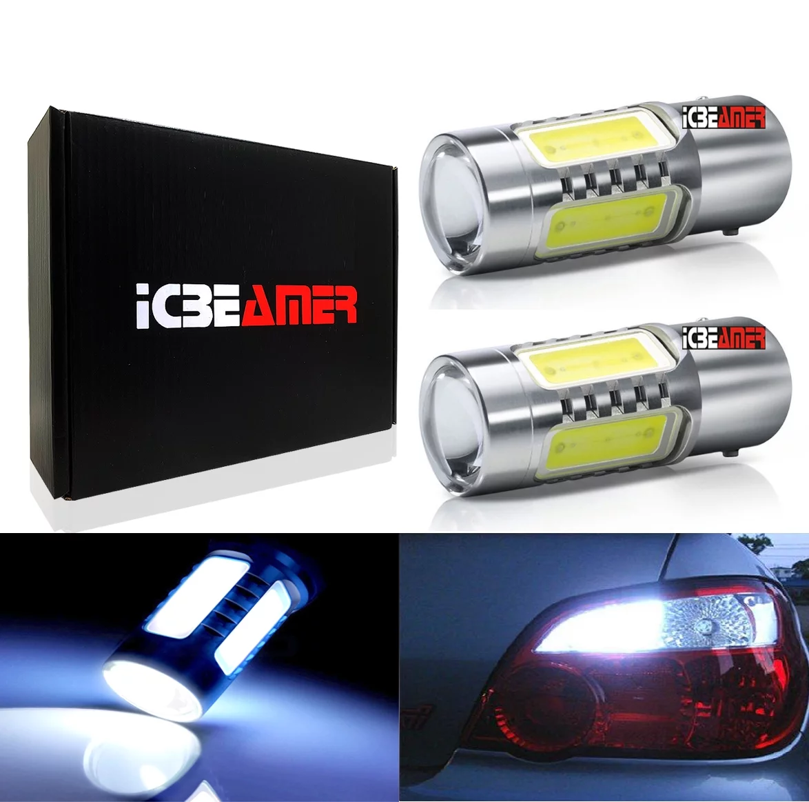 ICBEAMER Bright White 1156 4014 1156 1141 1003 7506 LED 11W Bulbs For Backup Reverse Lights,Xenon White(Pack of 2 pcs)