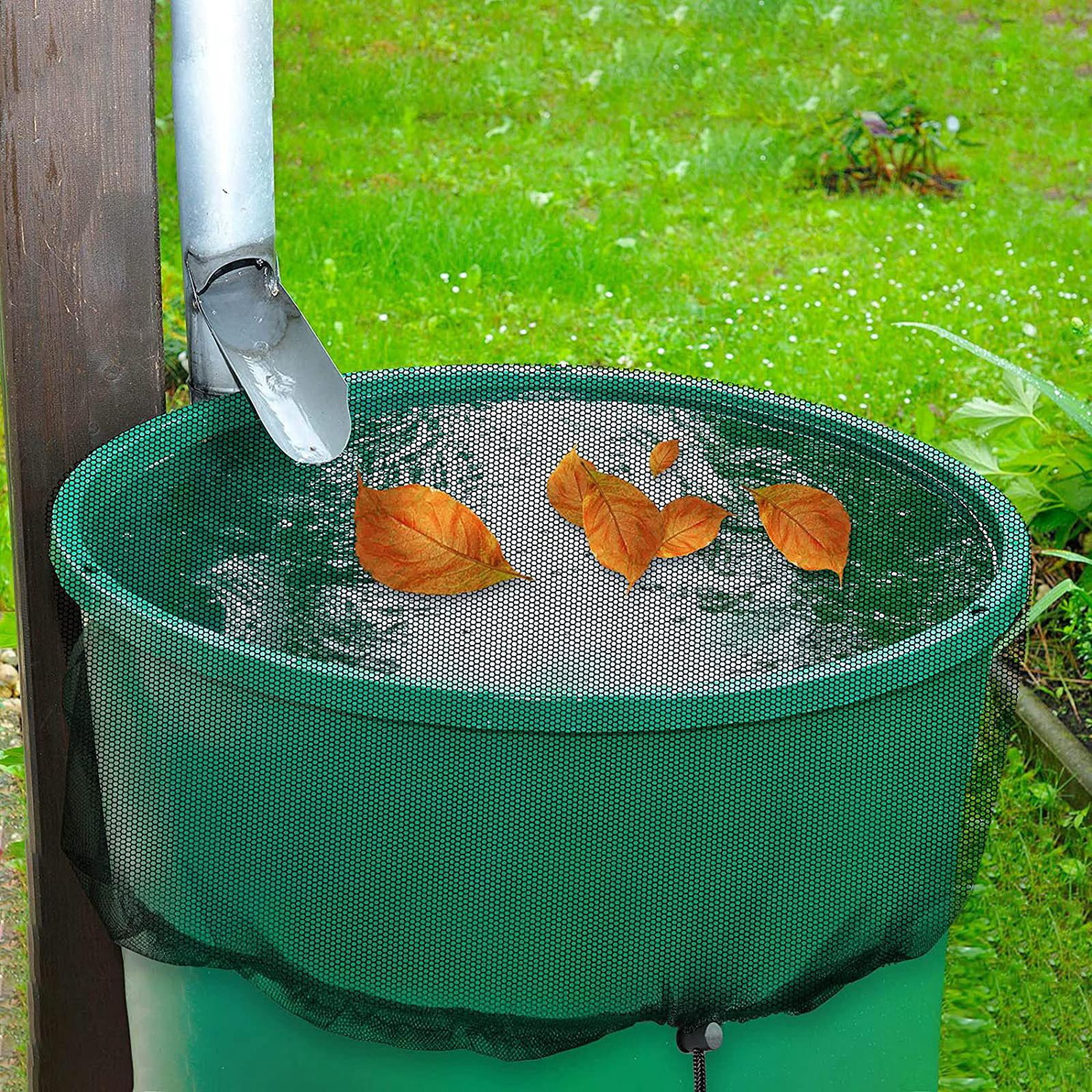 1 Piece Rain Bucket Netting Screen Cover with Drawstring Rain Harvesting Tool Rain Barrel Accessories for Rain Barrels Garden