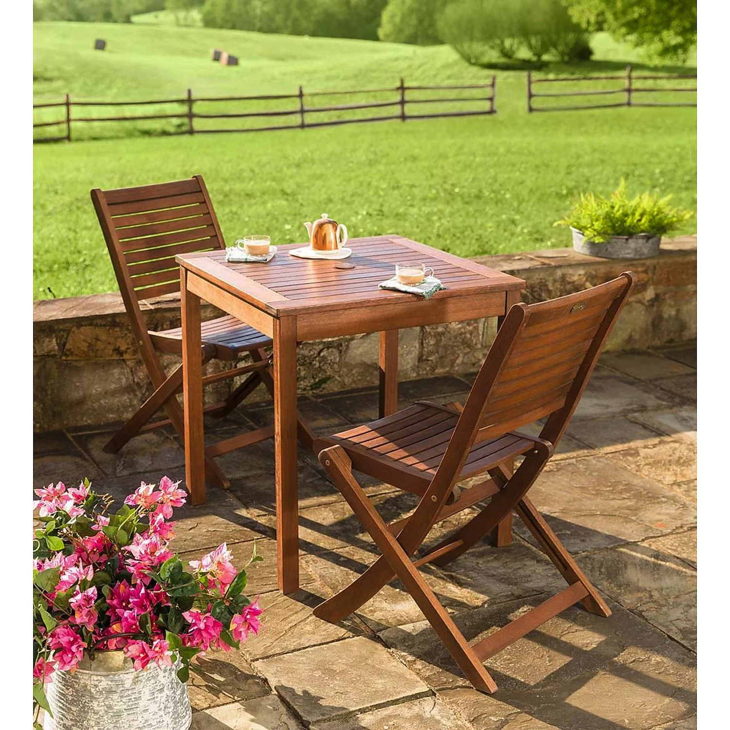 Evergreen Eucalyptus Wood Outdoor Square Bistro Table