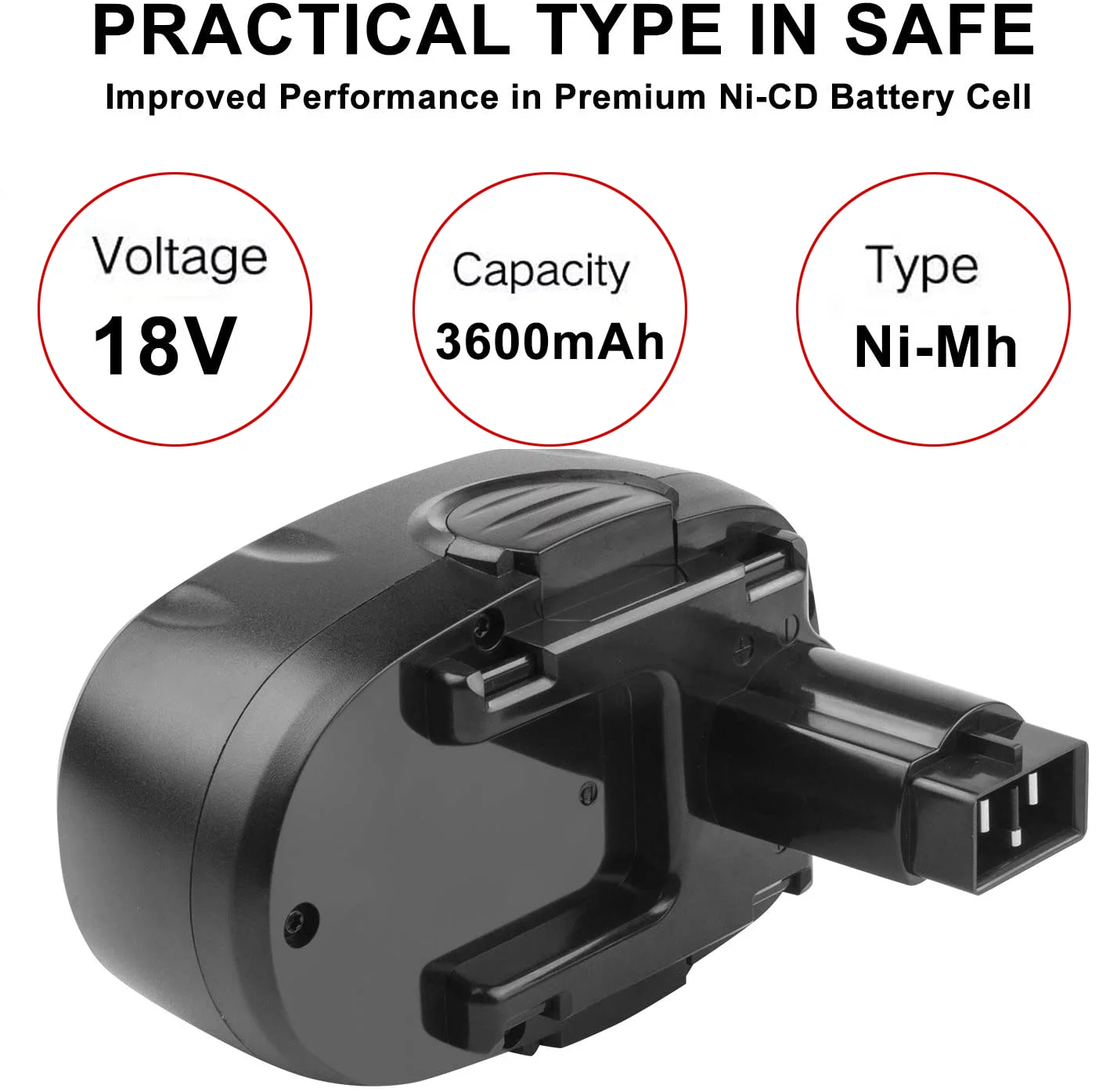 3600mAh WA3152 Ni-Mh Replacement Battery Compatible with Worx 18V Battery WA3127 WG150 WG150s WG152 WG250 WG541 WG900 WG901 WG901.1