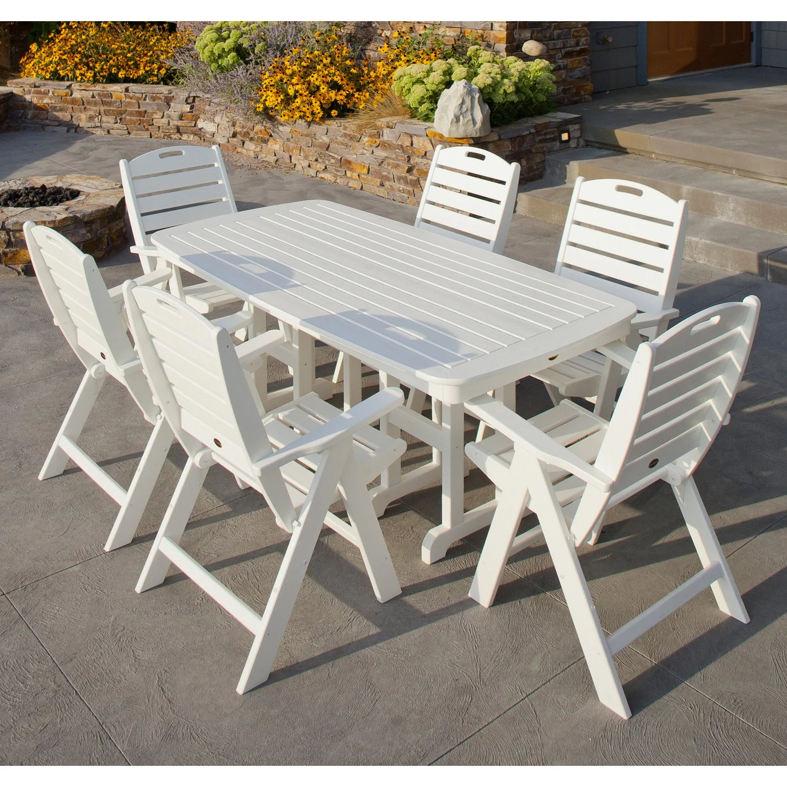 POLYWOOD&reg; Nautical Recycled Plastic Highback Patio Chair