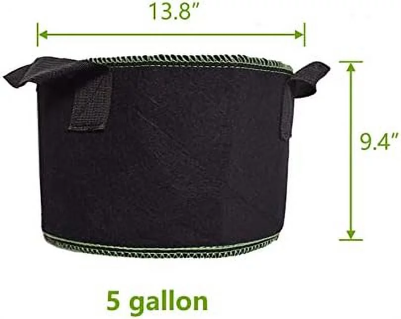 5 gallon fabric grow bag breathable fabric pots plant bags grow pots fabric plant containers with one pair of garden gloves fit for soil plants flowers vegetables garden 5 pcs