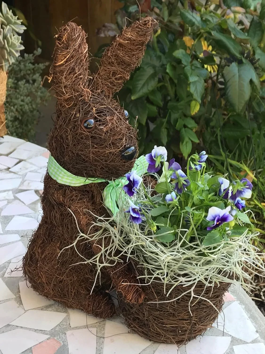 Bunny Rabbit Topiary Animal Planter - Floral, Succulent, Vegetable & Other Plant Decorative Fun Indoor / Outdoor Planter (Buster Bunny)