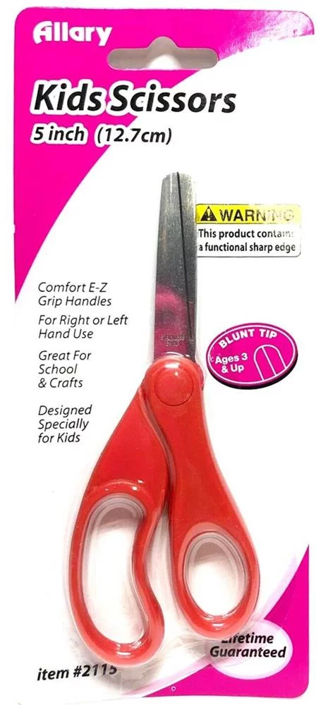 Lot of 3 Allary Style #2115 Blunt Tip Kids Scissors, 5 Inch, Red