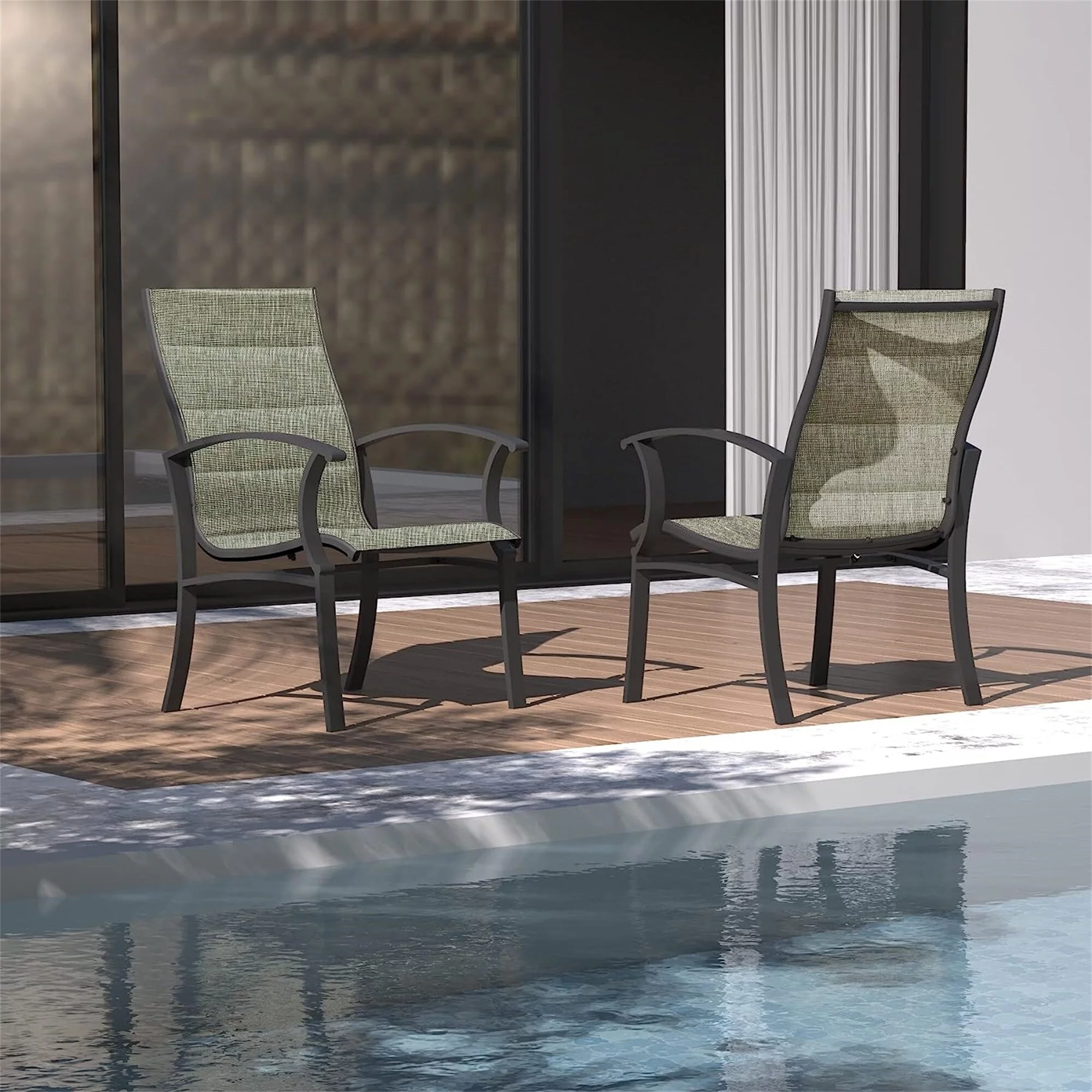 BESTCOSTY Outdoor Patio Dining Chairs Set of 2 with Textilene Mesh Fabric