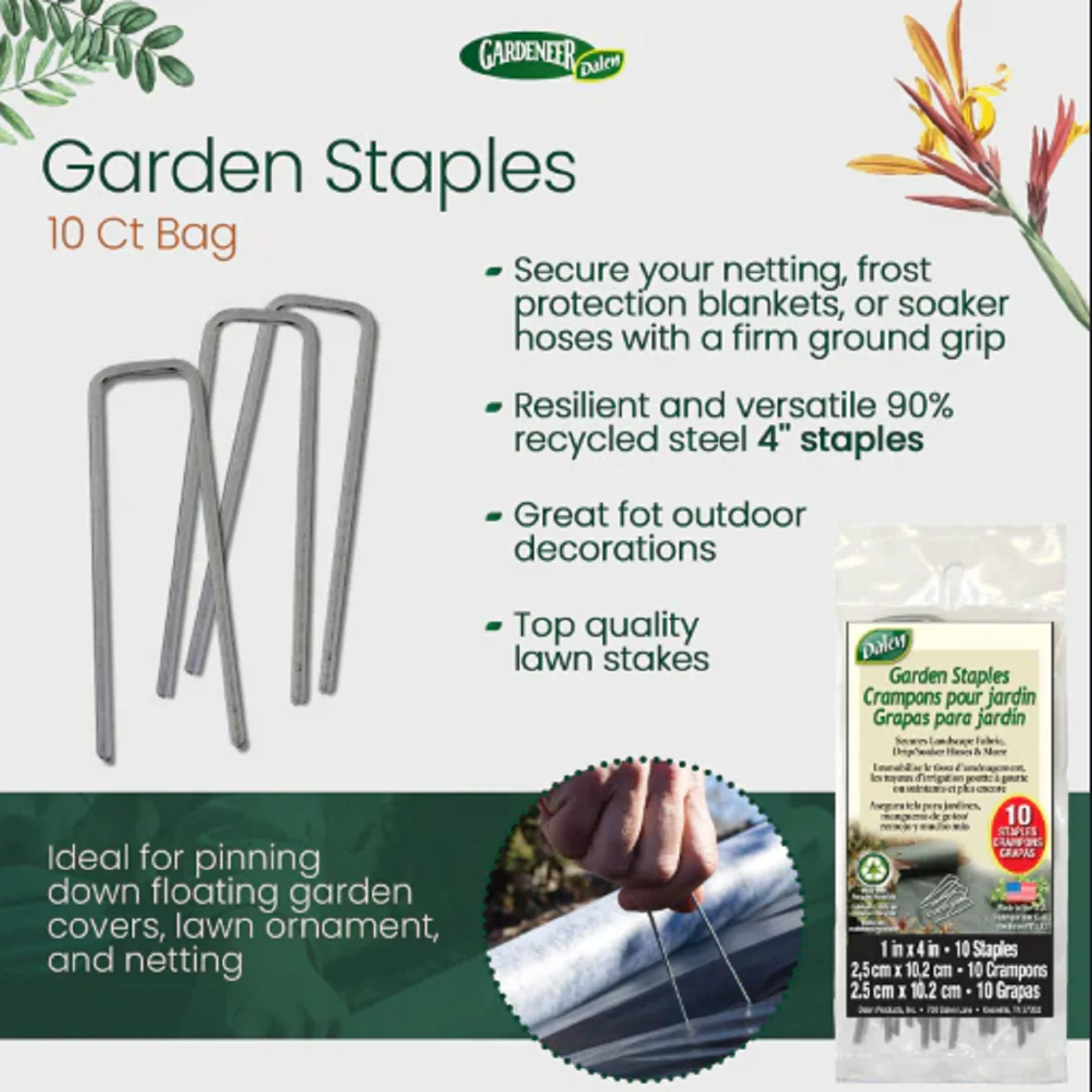 Quality Lawn Stakes – for Securing Landscape Fabric Hoses and More – 4inch x 1inch – 40 Pack