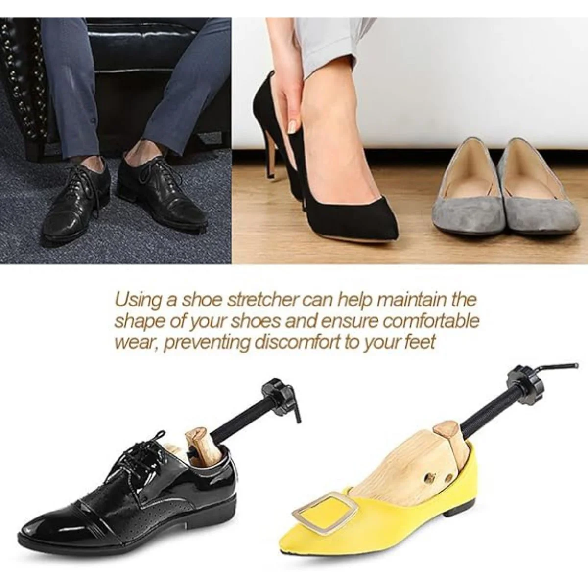 LUVCMFT 2 Pack Shoe Stretcher Women, 2 Way Shoe Trees, Stretches Length & Width, Women and Men's Shoe Widener, Wooden Shoe Expander S