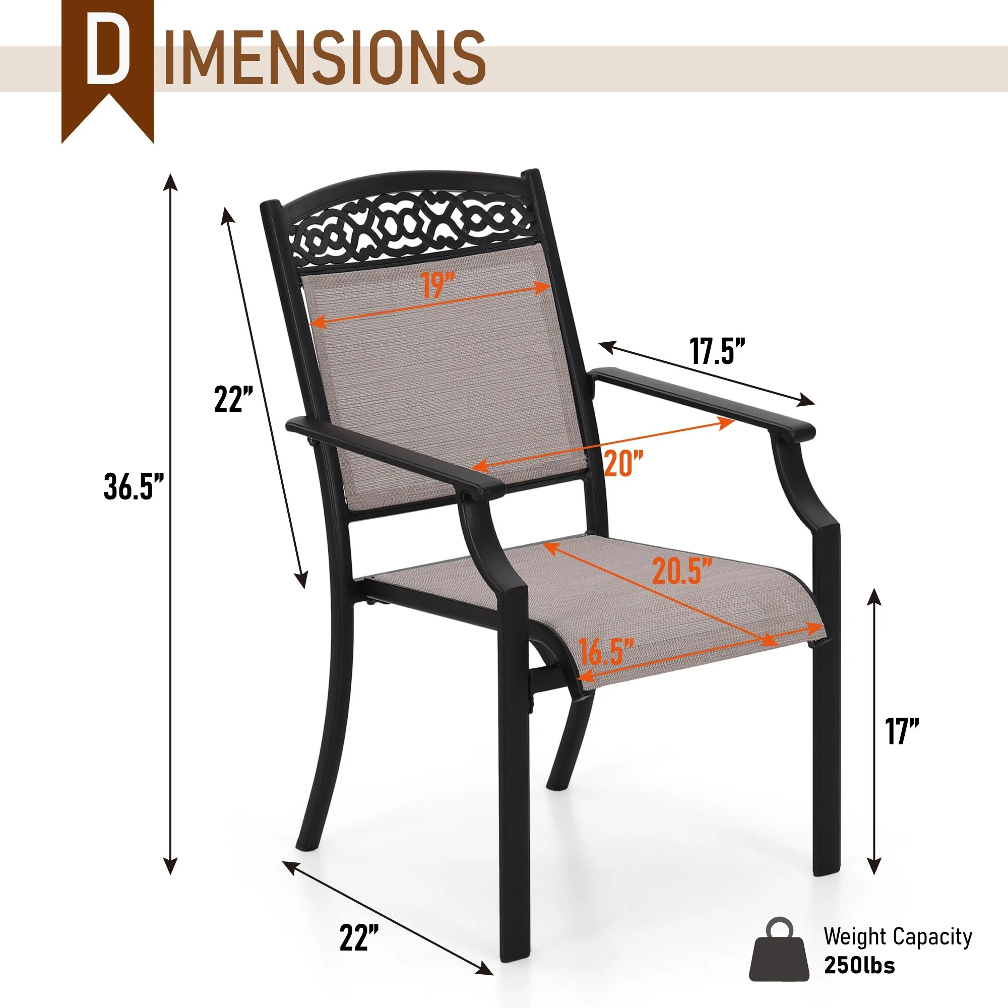 7-Piece Patio Dining Sets, 6 Chairs Made from Sturdy Alu Frame and Breathable Textilene Sling Fabric and I Metal Table Fixed Chair