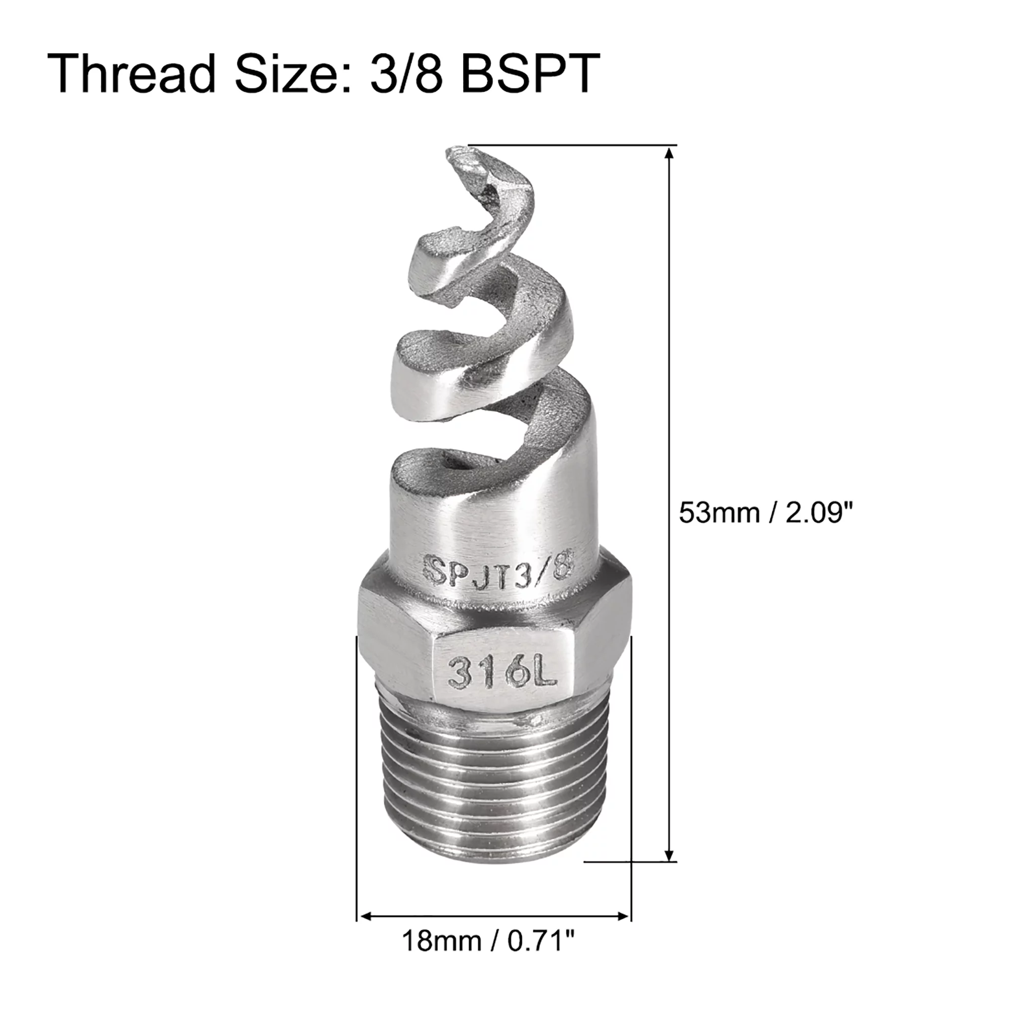 Spiral Cone Atomization Nozzle, 3/8 BSPT 316 Stainless Steel Sprinkler, 4 Pcs (Bright Silver)