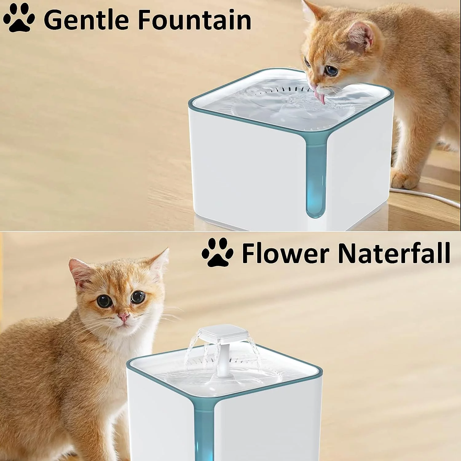 Automatic Cat Water Fountain 101oz/3L, Smart Pet Fountain with 2 Replacement Filters