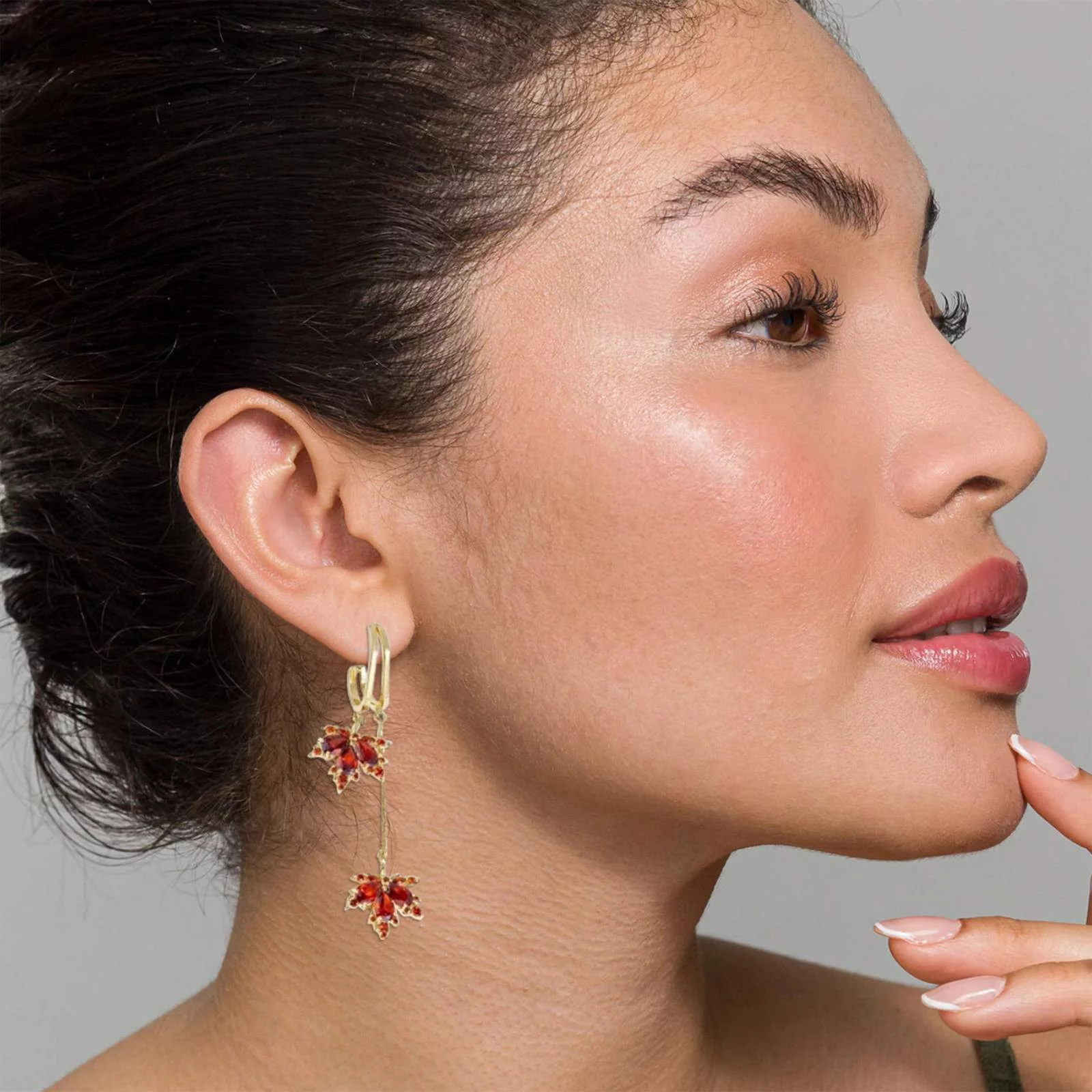 BOLUOYI Graduation Gifts Red Maple Leaf Earrings Women'S Silver Stud Earrings All Matchs Earrings