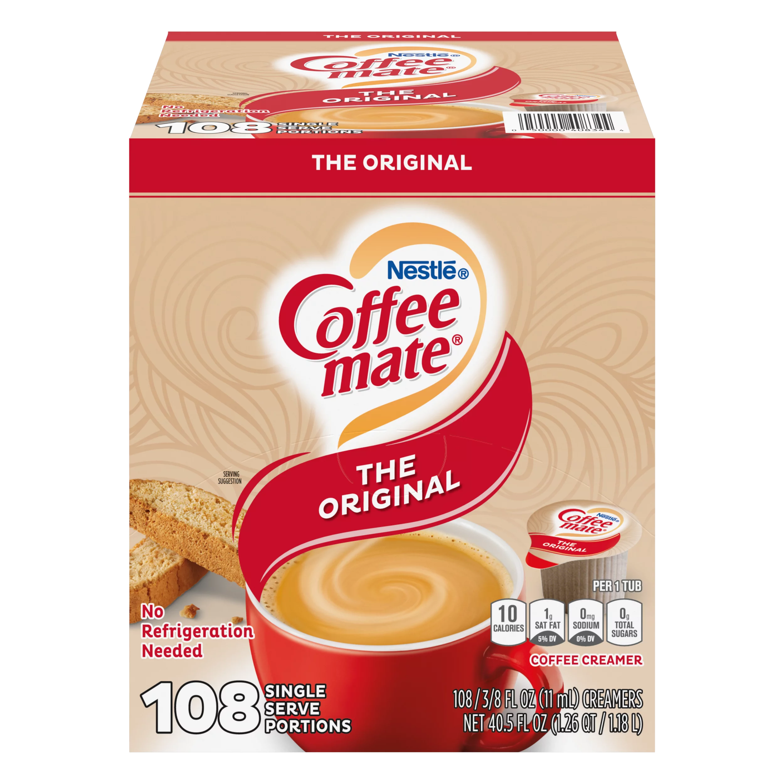 Coffee mate Original Liquid Coffee Creamer Singles, Lactose-Free, 0.375 Fl Oz, 108 Ct