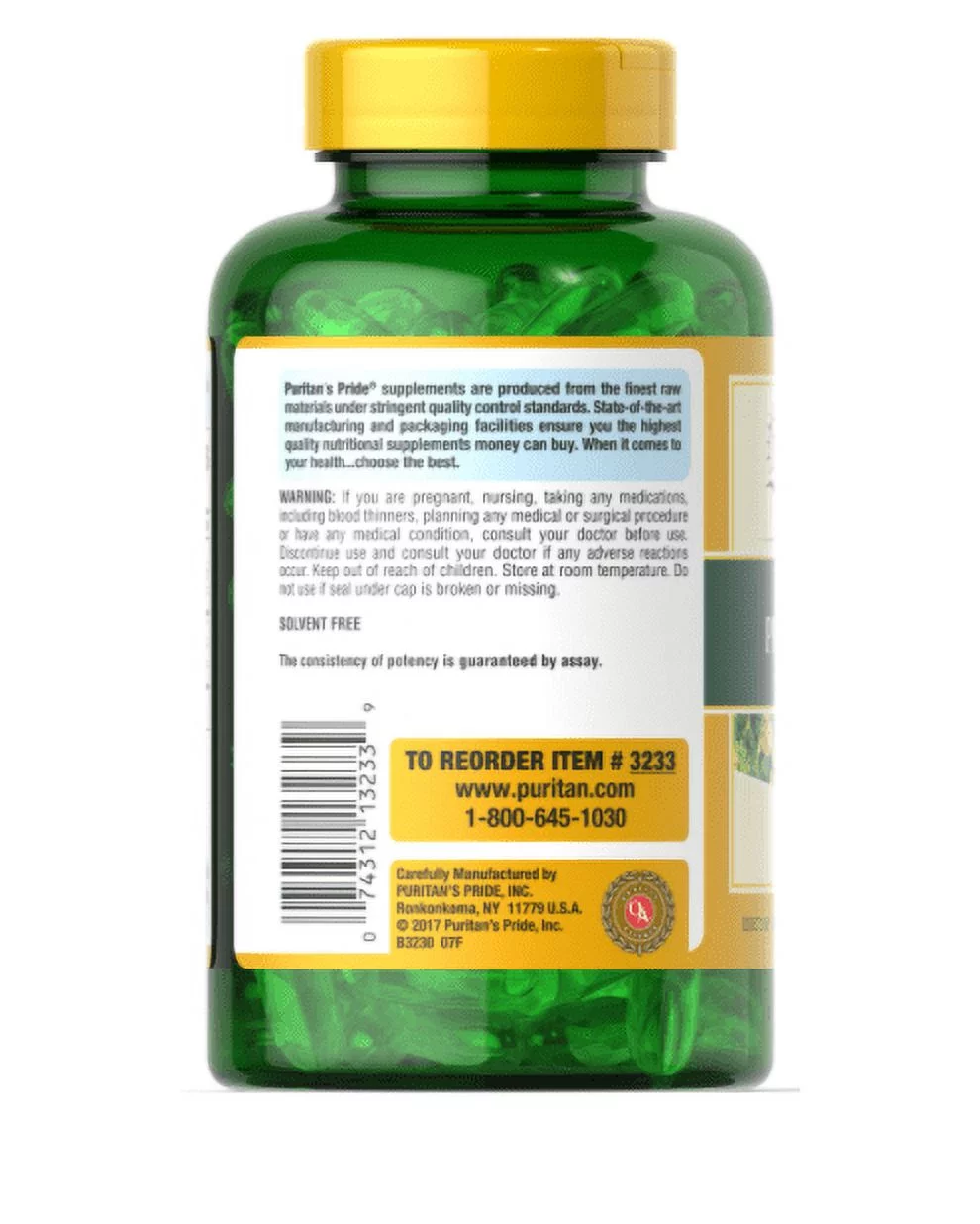 Puritan's Pride Evening Primrose Oil 1300 mg with GLA-120 Softgels