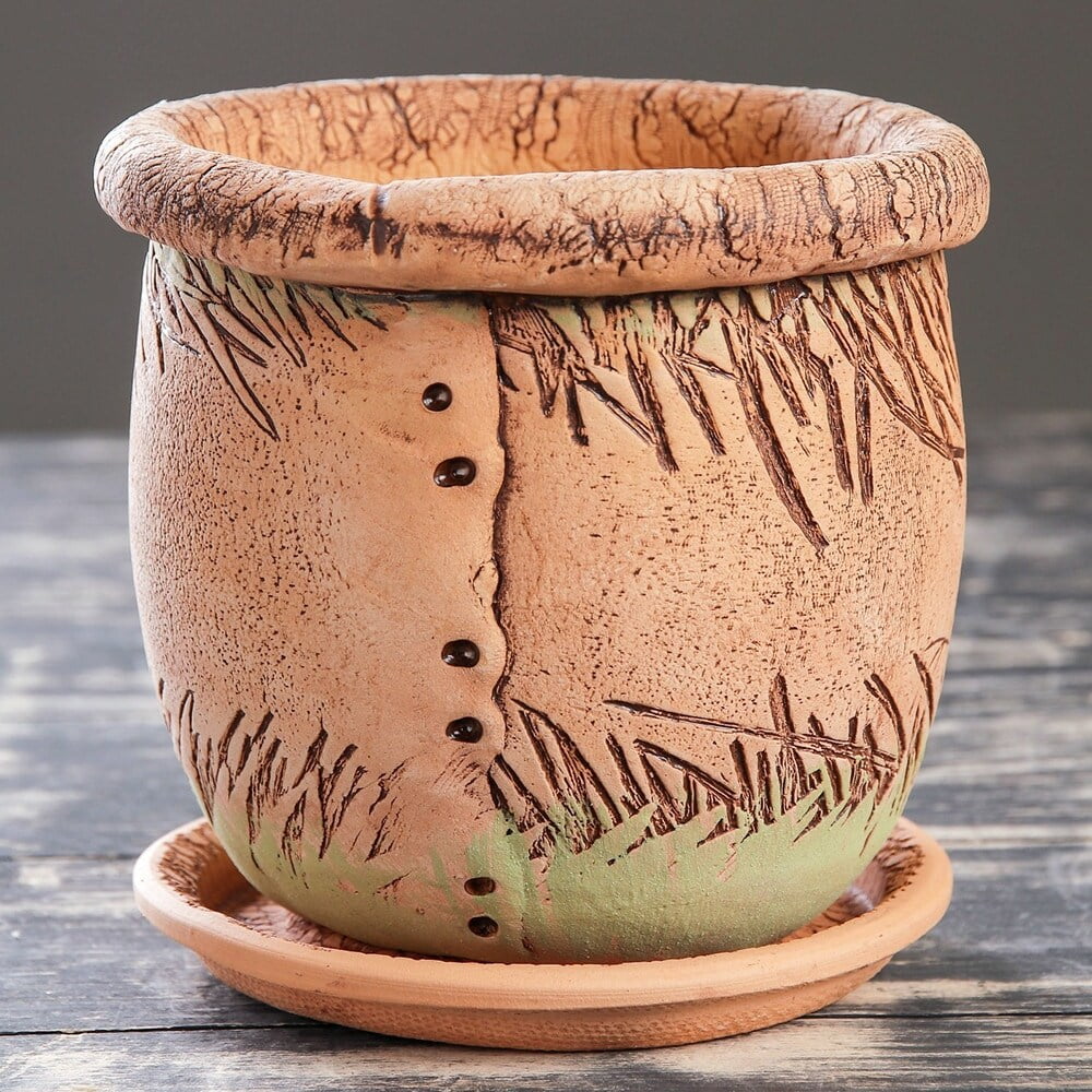 Golden Ceramics Ceramic Flower Handmade Pot Planter - Mushrooms 5.9