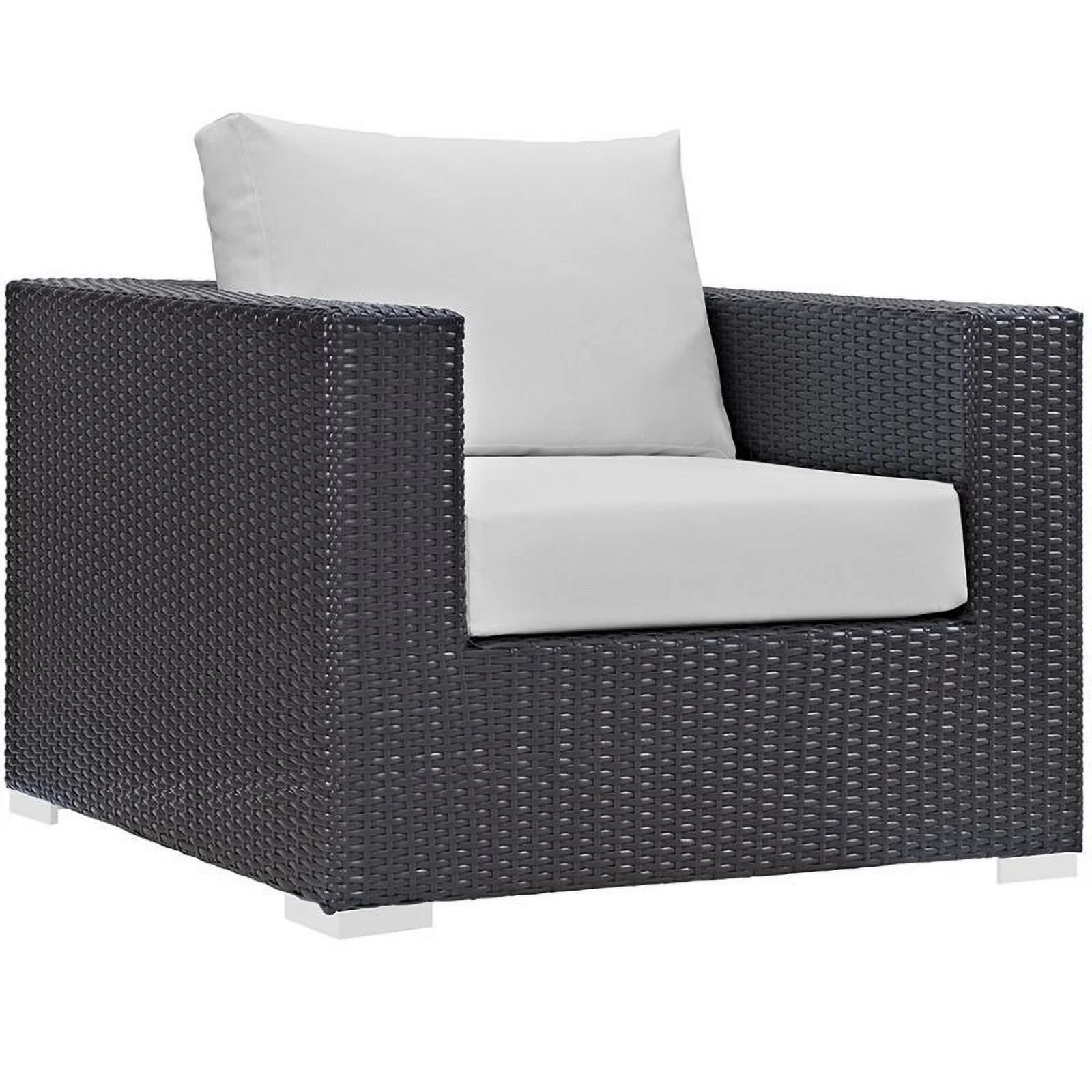 Set of 2 Rattan Patio Chair in Espresso and White