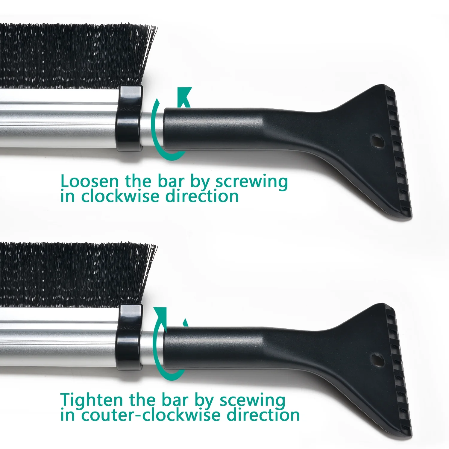 Odoland Foldable Windshield Ice Scrapers Snow Brooms w/ Brush