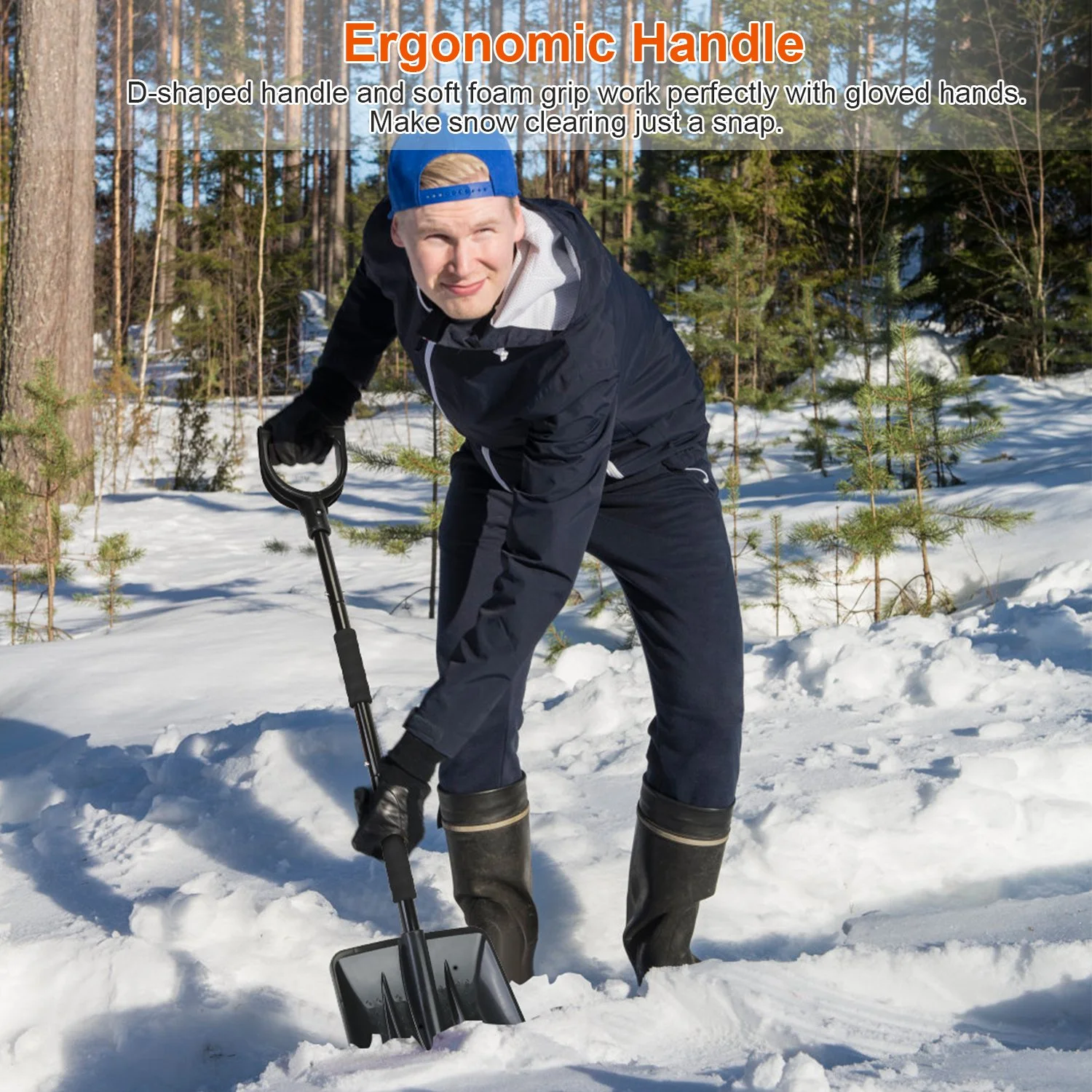 iMounTEK Snow Shovel Kit 3 In 1 Brush Ice Scraper Set Collapsible Snow Remover for Car Outdoor Activities