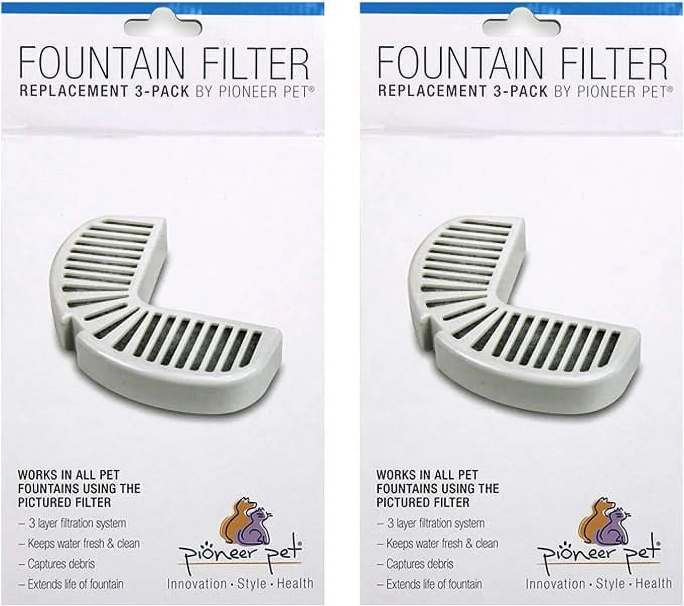 Pioneer Pet Replacement Filters for Ceramic and Stainless Steel Fountains, (6 Filters)