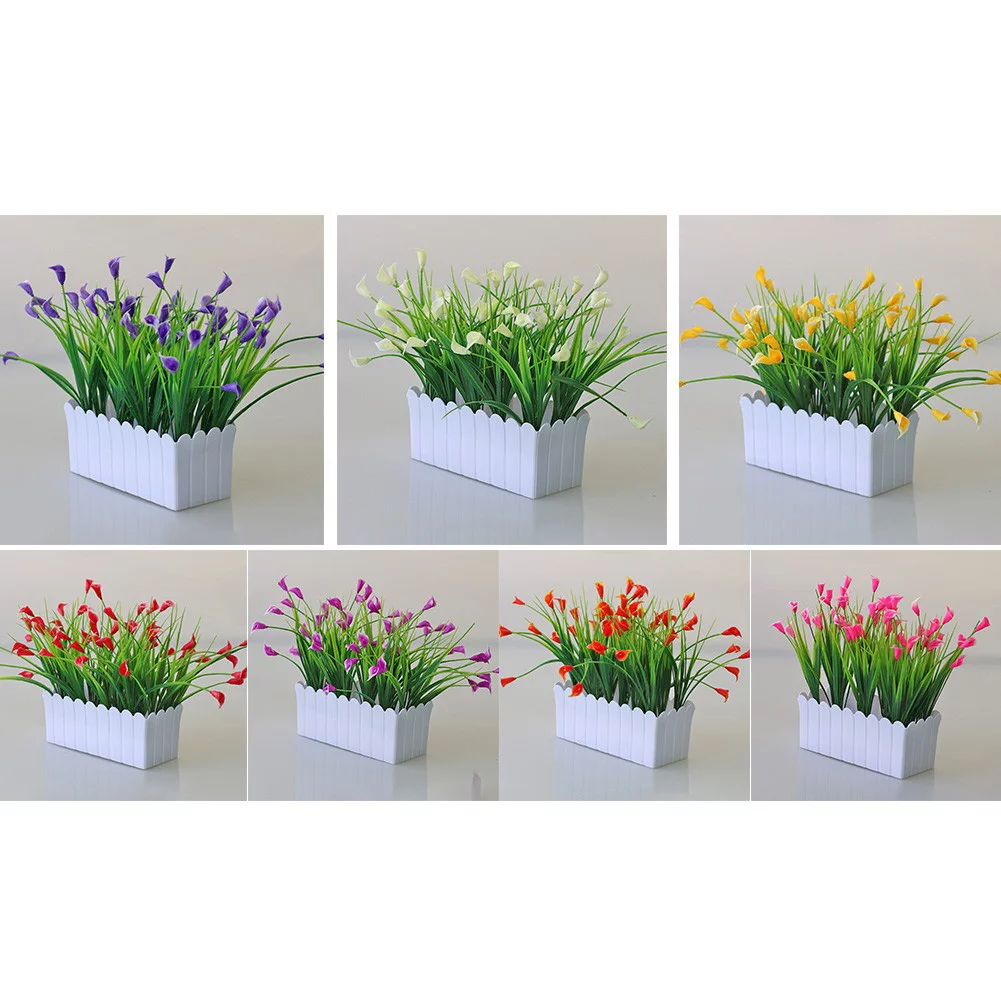 Sunfex Artificial Plants With Pots Fake Flowers For Home Garden Decor Outdoor