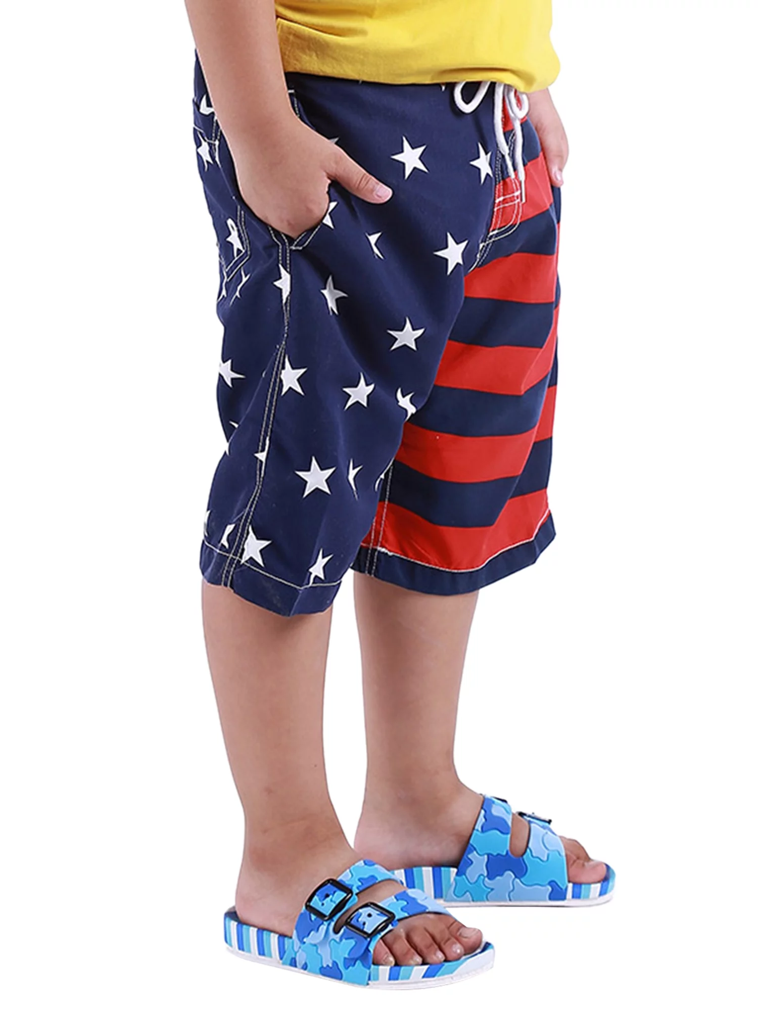 Shuttle tree Toddler Baby Boy American Flag Shorts Swimming Beach Shorts Drawstring Stripes Boardshorts with Pockets
