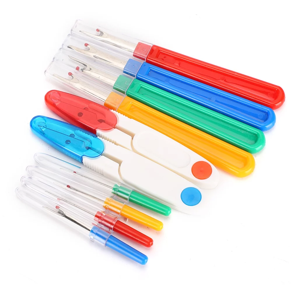 Sewing Tools, Delaman 1 Set Colorful Sewing Tools Sewing Scissors Yarn Thread Cutter Seam Rippers with Plastic Handles