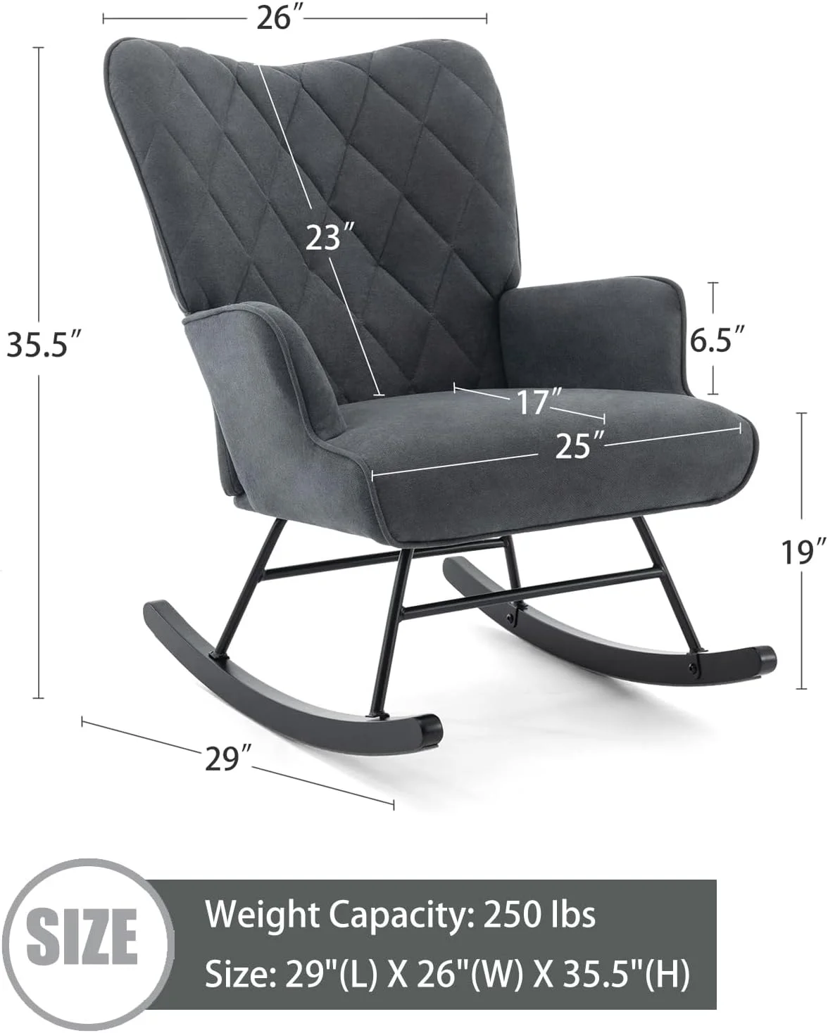 TJCGDTY Rocking Chair  Modern Rocking Chair Nursery Set with Lumbar Pillow and Ottoman  Glider Chair for Nursery/Living Room/Bedroom-Light Grey