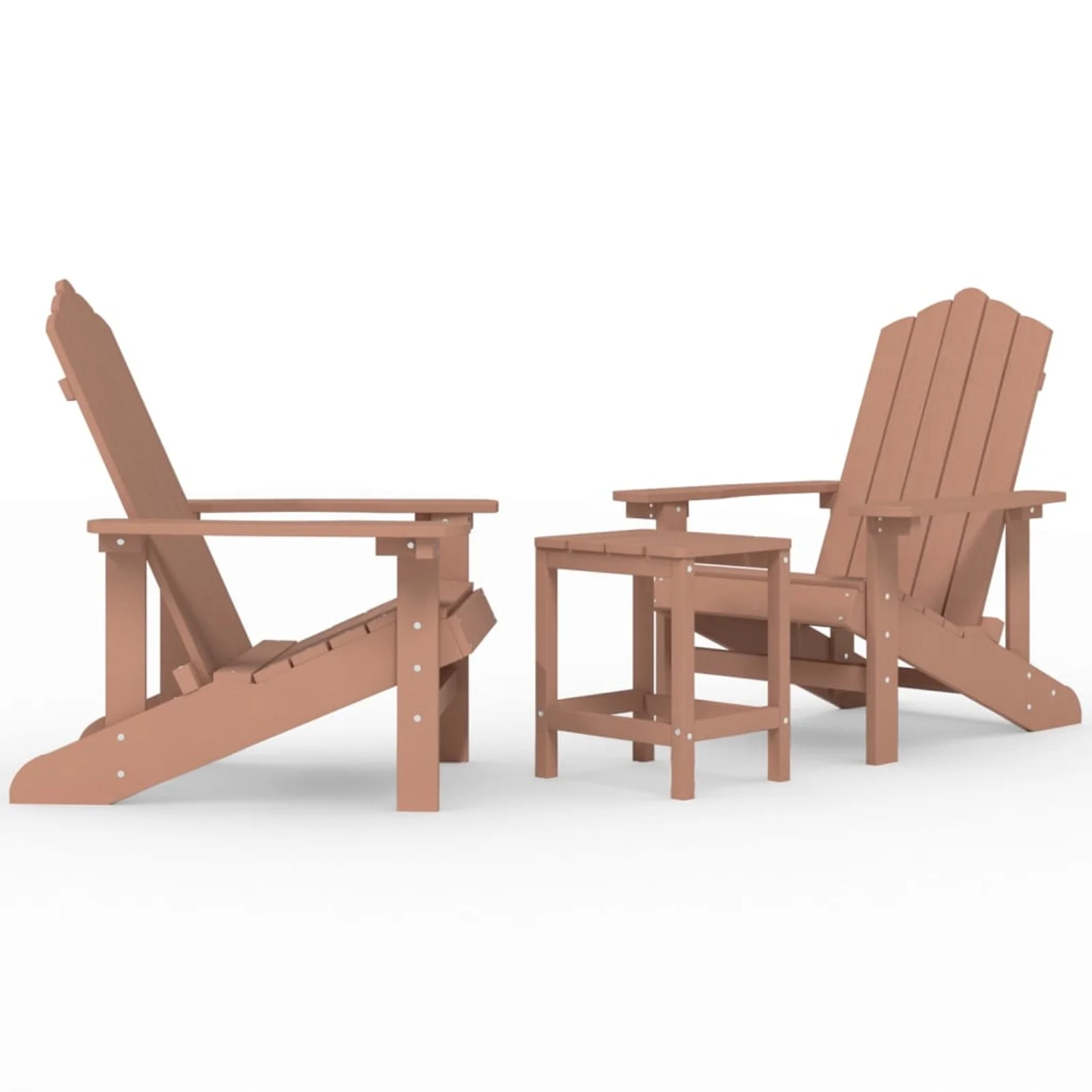 OWSOO Patio Adirondack Chairs with Table HDPE Brown