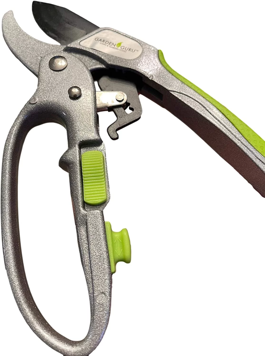 Garden Guru Ratchet Pruning Shears - Professional Garden Clippers with Ergonomic Grip and Brush - Makes Tough Cuts Easy