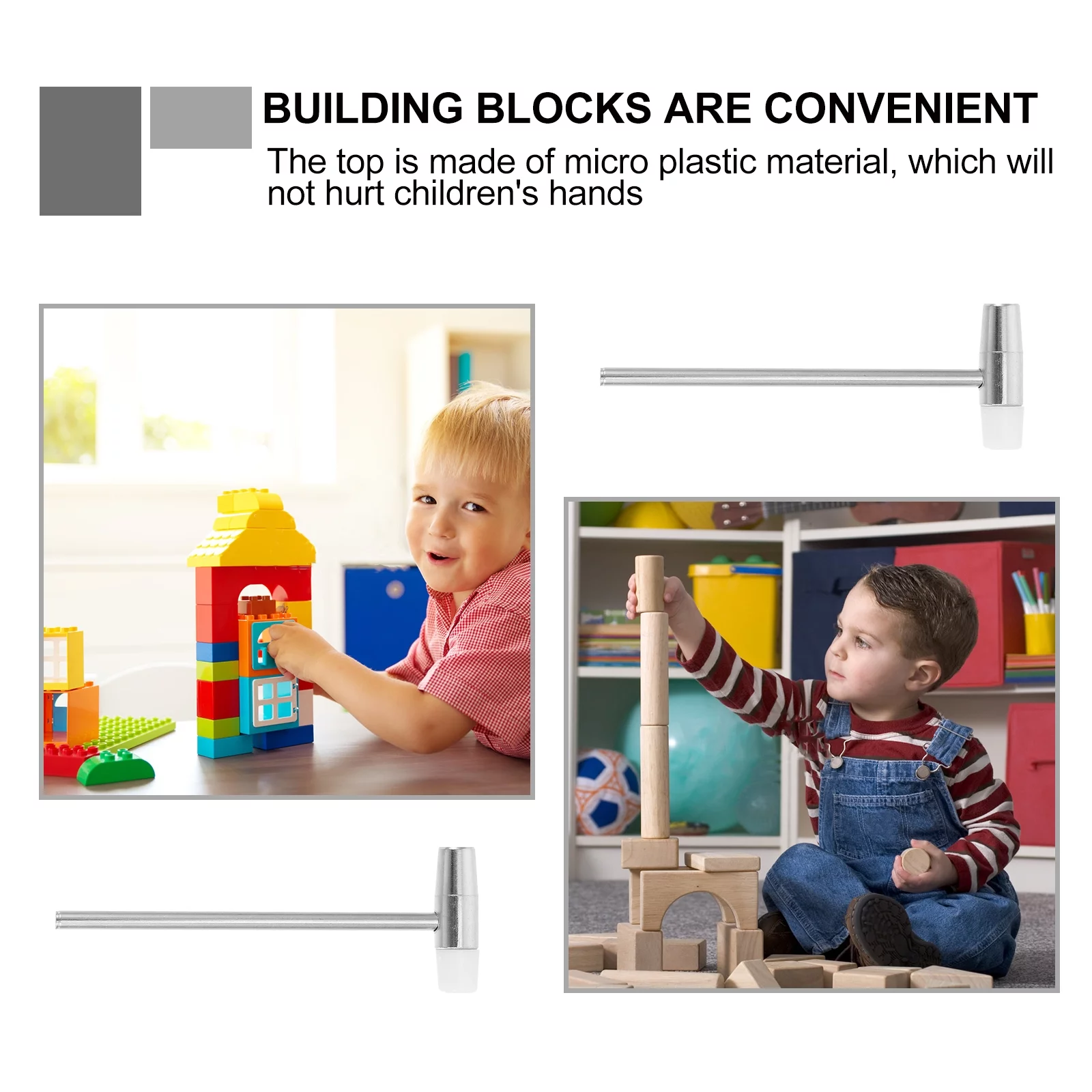 Building Block Hammer Fidget Dual Hanmmer Toy Kids Playsets Blocks Practical Assemble Double Head Small Particles Child