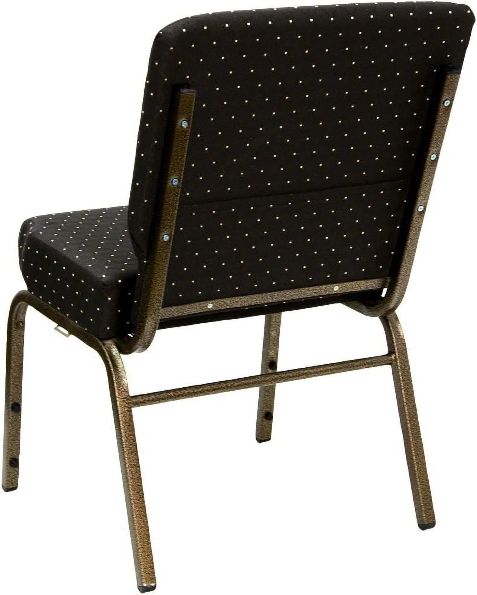HERCULES Series 21''W Stacking Church Chair In Black Dot Patterned Fabric - Vein Frame
