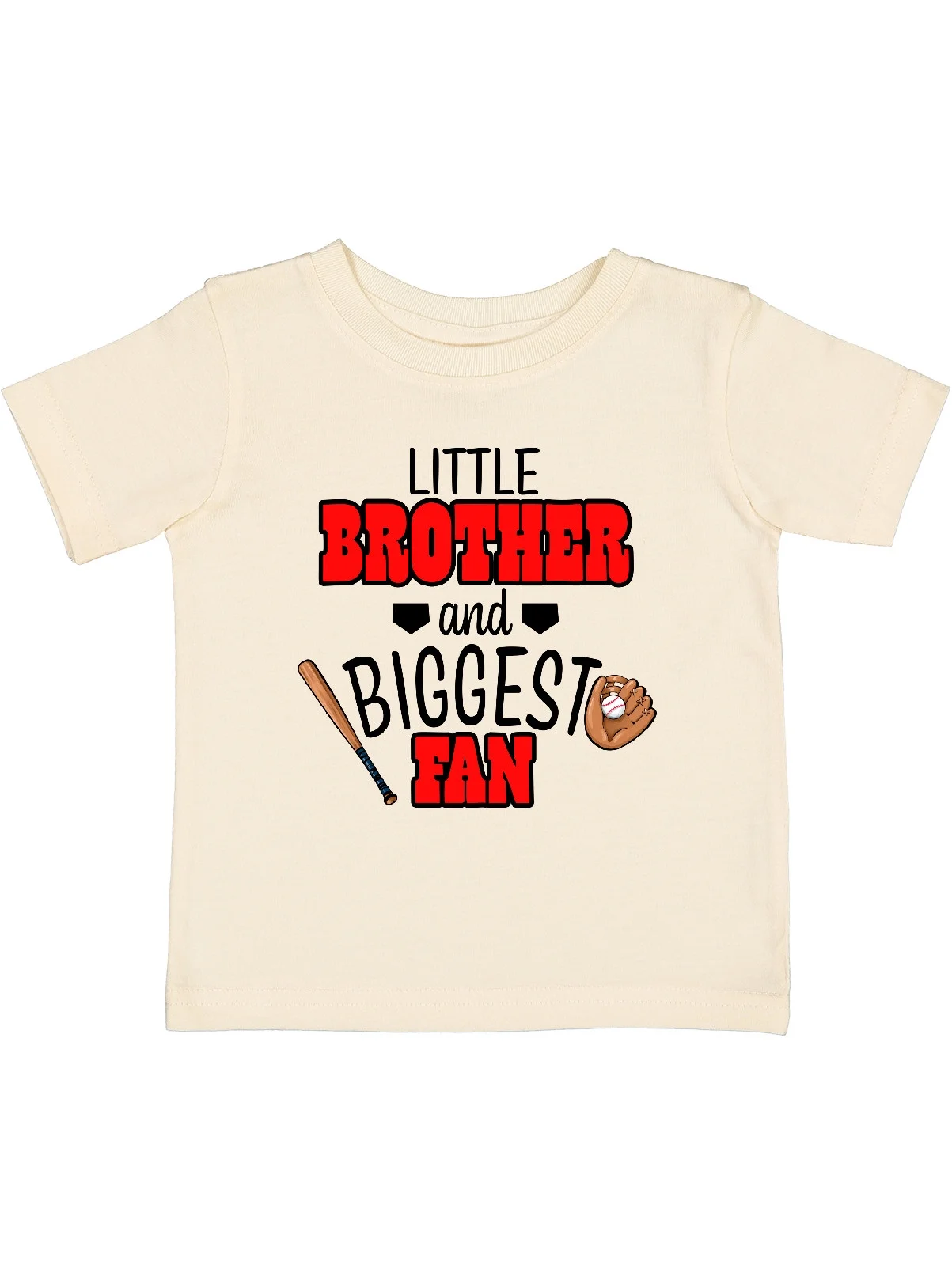 Inktastic Little Brother and Biggest Fan Baseball Glove and Bat Boys Baby T-Shirt