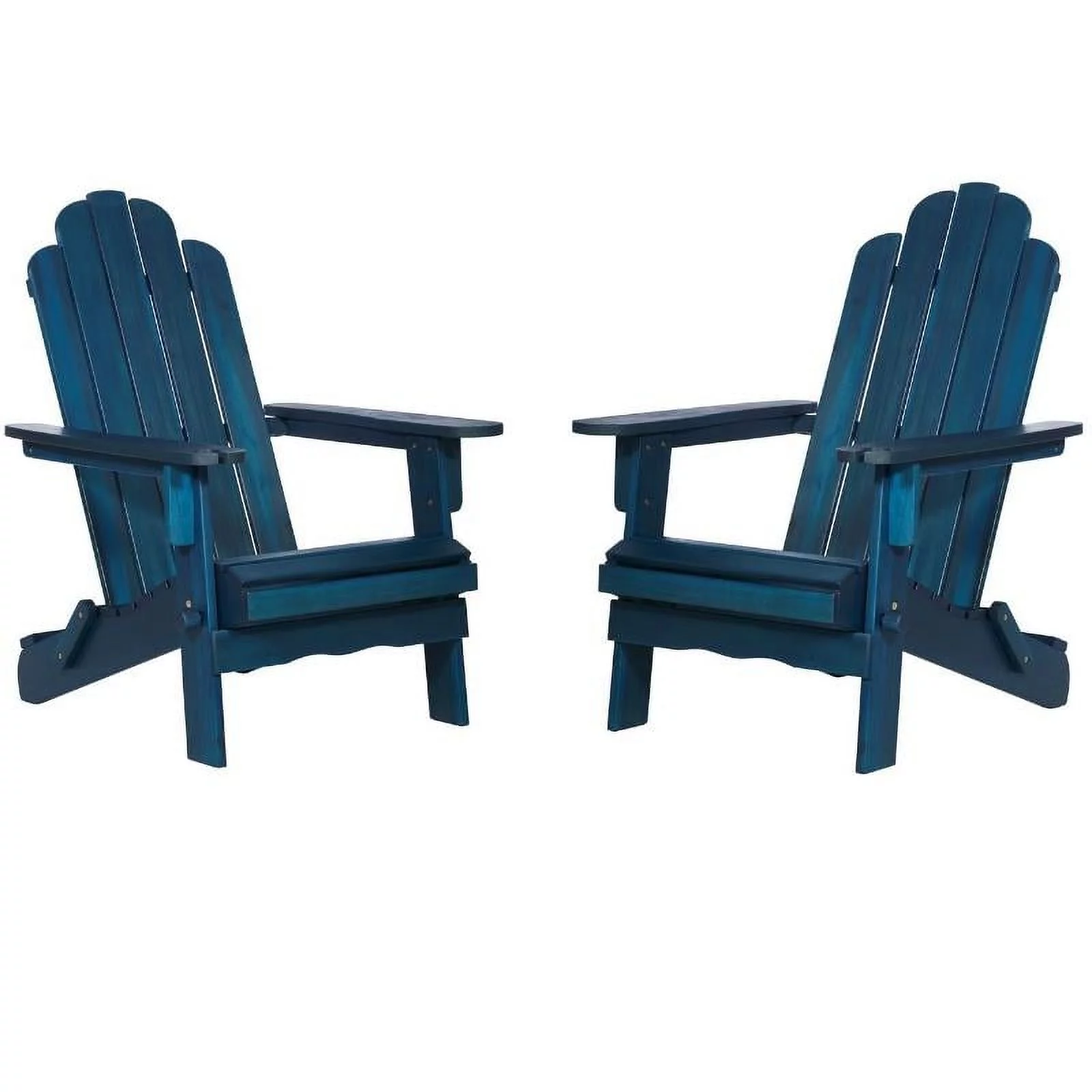 Home Square 2 Piece Patio Set with 2 Acacia Adirondack Chair in Navy Blue
