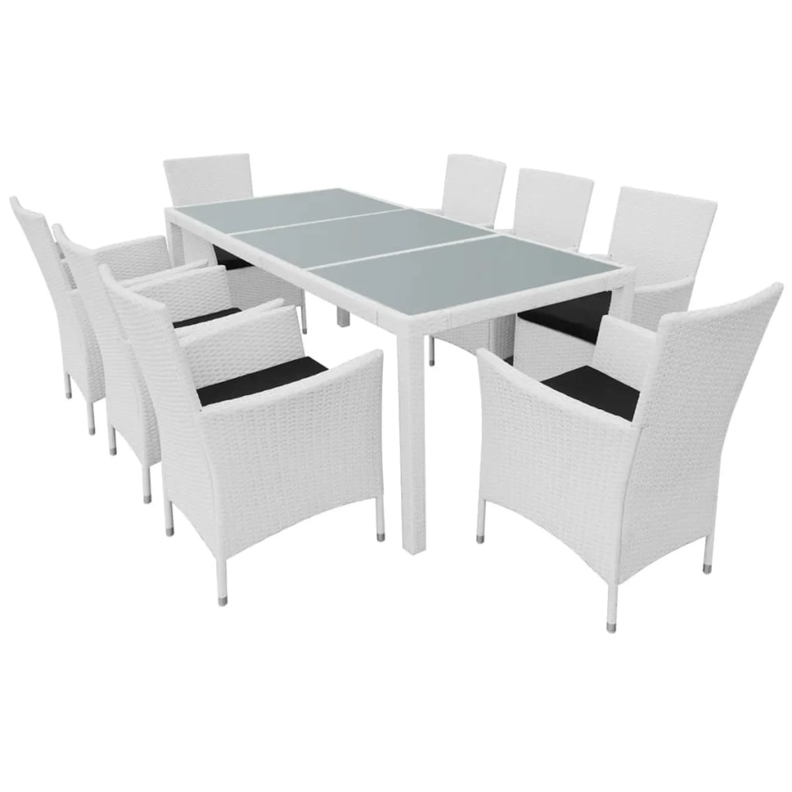 OWSOO 9 Piece Patio Dining Set Poly Rattan White